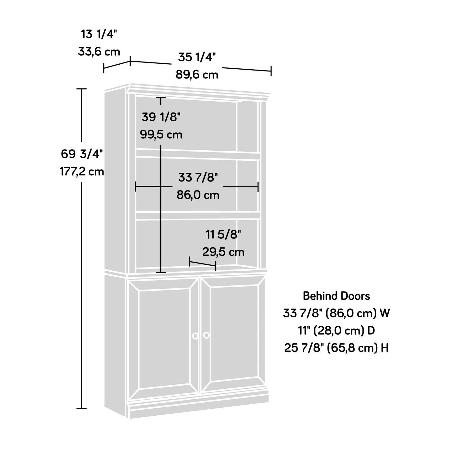 Sauder Miscellaneous Storage 5-Shelf/ Book Shelf 2-Door Bookcase, Select Cherry finish