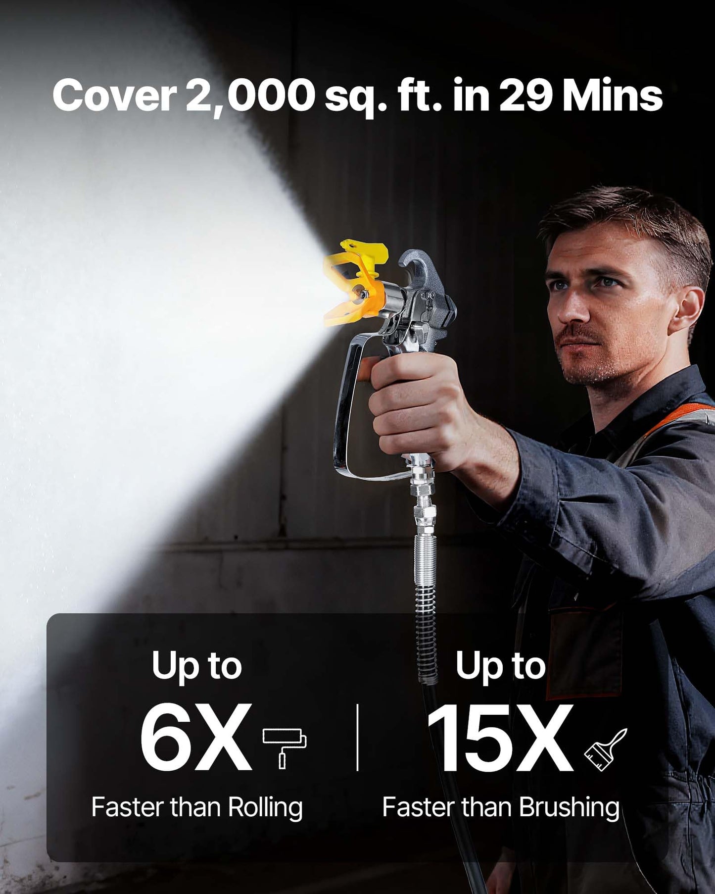 VEVOR Stand Airless Paint Sprayer, 900W, 3300PSI High Pressure Airless Sprayer, Cleaning Brush, Hose, Extension Rod, Nozzles, Electric Spray Paint Machine for Interior or Exterior of House, Fence
