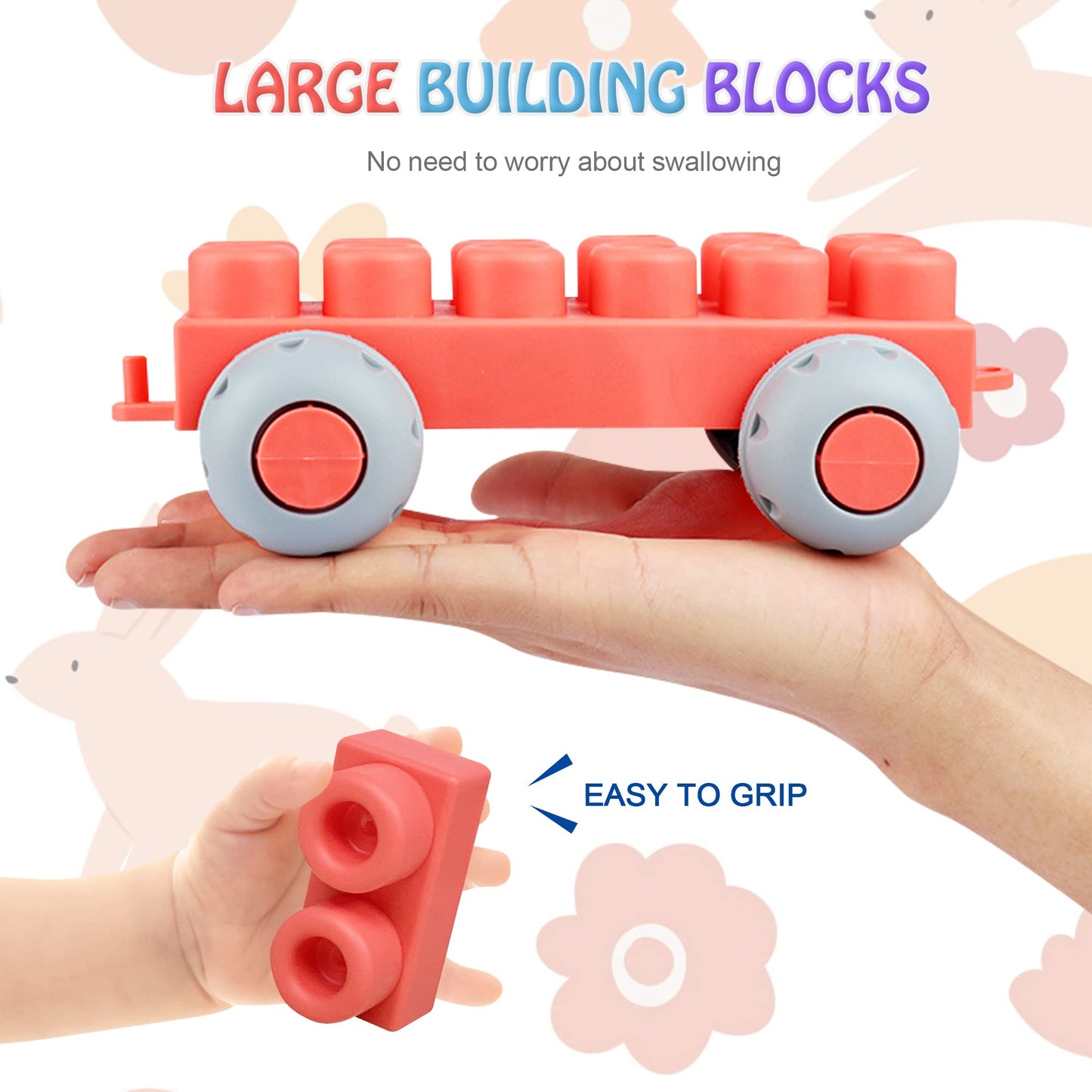 ROHSCE Soft Building Blocks for Toddlers, Montessori Baby Busy Board Sensory Toys STEM Toddler Gifts Busy Board for Babies 6-12 Months Fine Motor Skills Toys