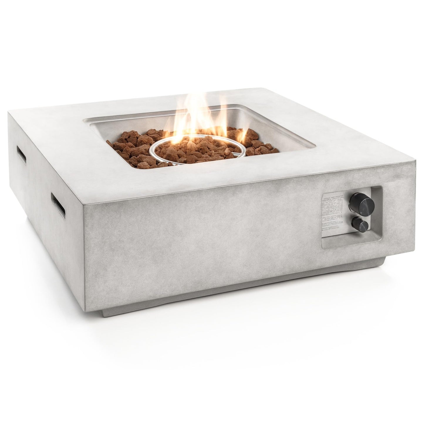 SereneLife Propane Gas Fire Pit Table 40000 BTU Square Outdoor Firepit with Protective Cover, Durable Metal Construction, and Stylish Design for Patio or Backyard
