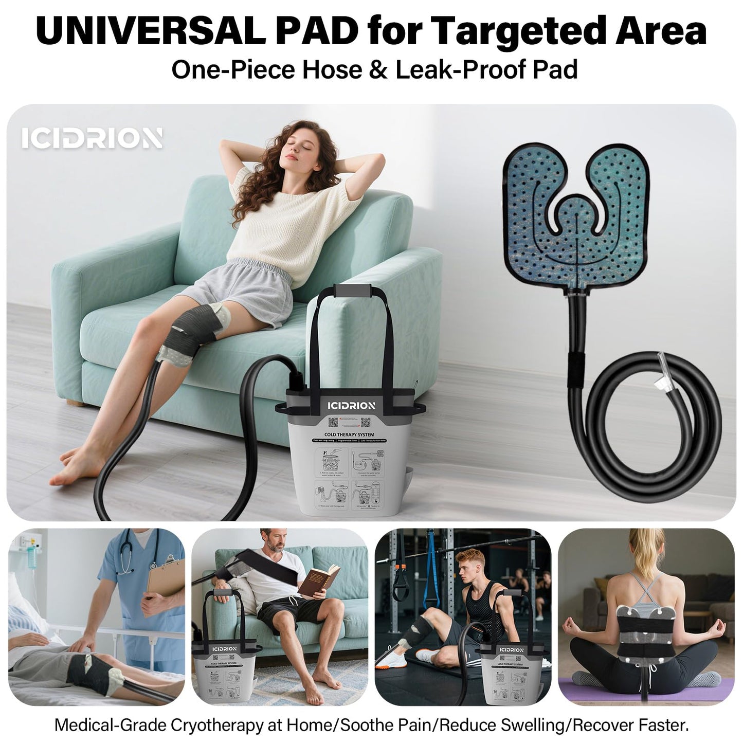 Cold Therapy Machine, Programmable Ice Machine for Hip After Surgery, Portable Hip Replacement Recovery System, Cryotherapy Pain Relief w/Compression Pad