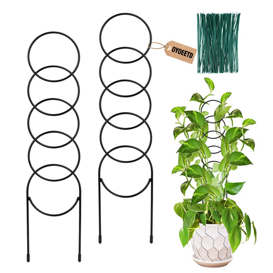 17.5 Inch Plant Trellis Indoor for Climbing Plants,Metal Trellis,Small Garden Trellis for Potted Plants,Plant Stakes for Indoor Plants Accessories Hoya,Flower,Plant Support,Plant Gifts(Circular-Metal)