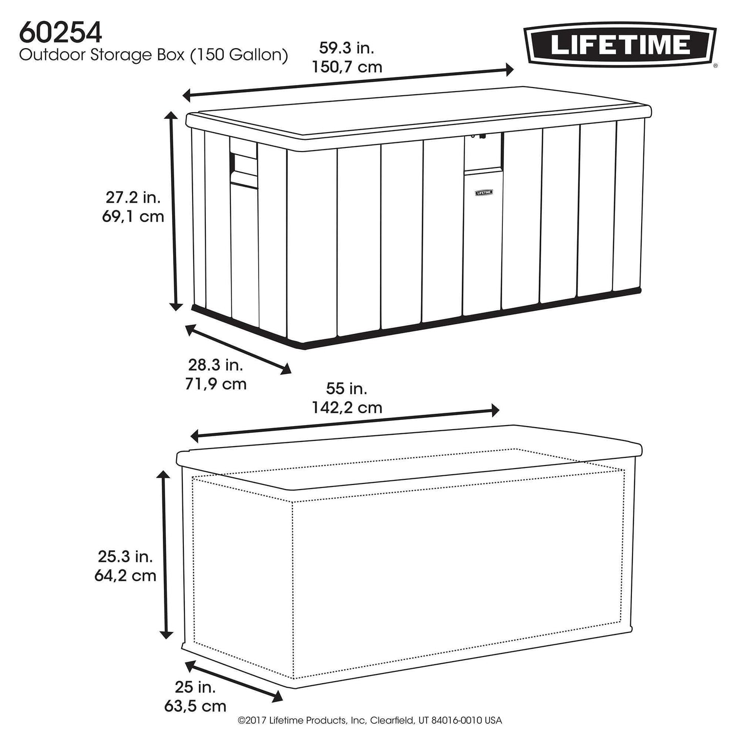 LIFETIME 60254 Heavy-Duty Outdoor Storage Deck Box, 150 Gallon, Desert Sand/Brown