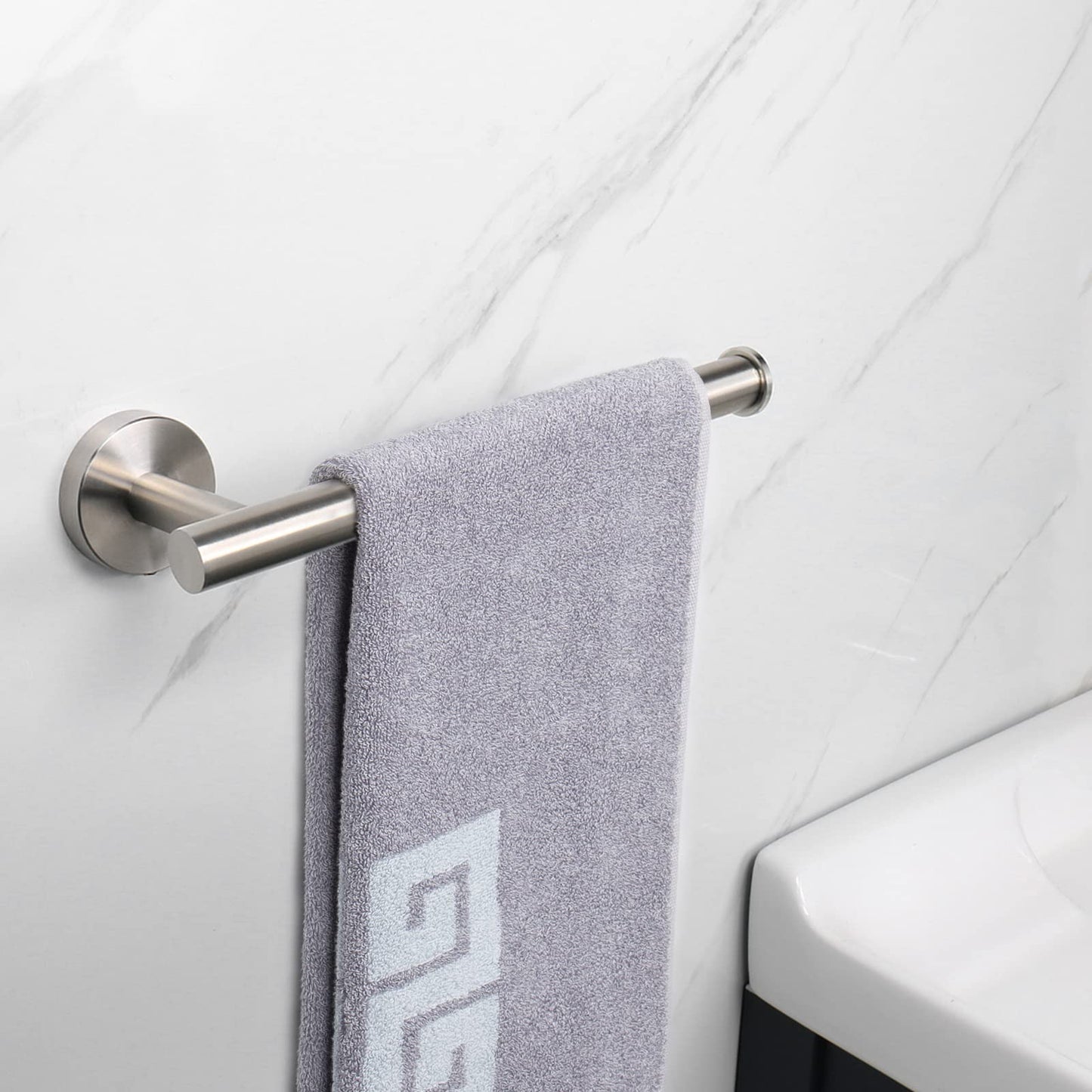NearMoon Hand Towel Holder/Towel Ring, Thicken Stainless Steel Hand Towel Bar for Bathroom, Rustproof Wall Mounted Towel Rack, Contemporary Style Bath Accessories, 9 Inch (1 Pack, Brushed Nickel)