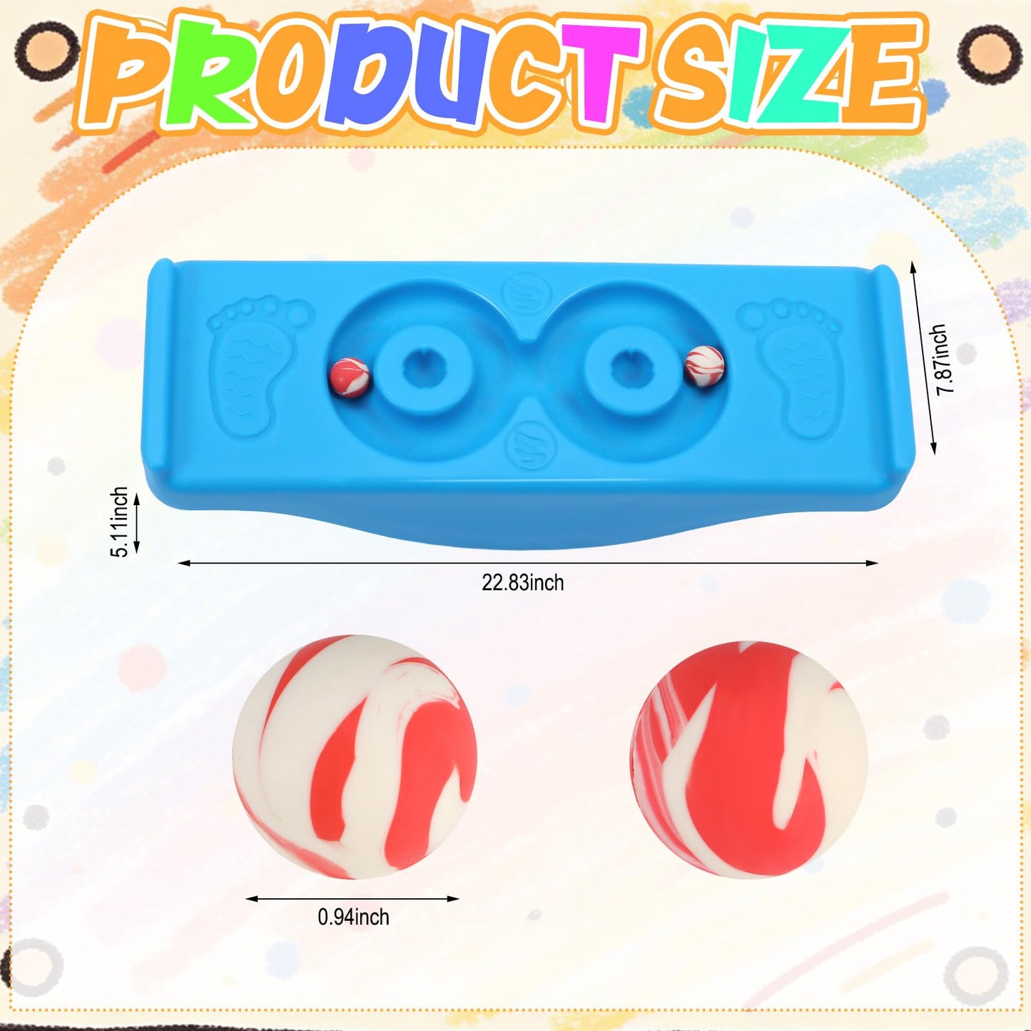 Seenelling Maze Balance Board for Kids 22.83" Wobbling Rocker Balance Board with 2 Mini Balls and 3 Anti-slip Strips PE Curvy Sensory Training Equipment Toy for Toddler Children Adults Boys Girls