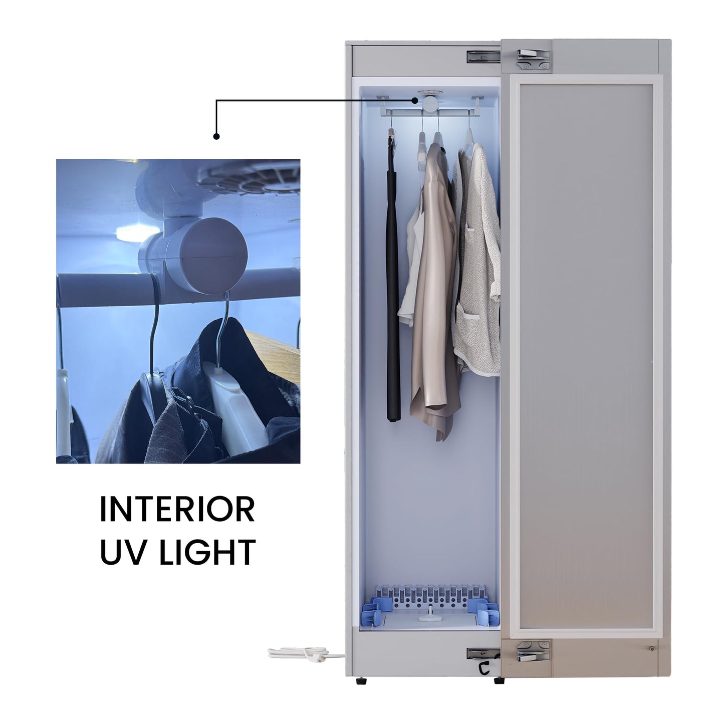 Equator 7.6cf Smart Steam Dryer Closet 4 Moving Hangers Quick20 Refresh Wrinkle Free in Stainless Steel