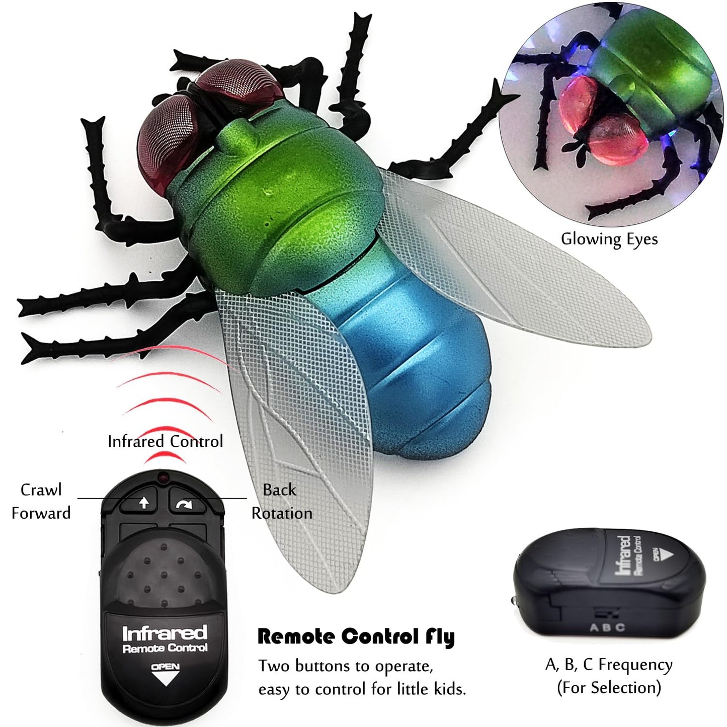 Tipmant Realistic RC Flies Remote Control Insect Animal Vehicle Car Prank Toys Pet Cat Dog Teasing Kid Birthday Gifts