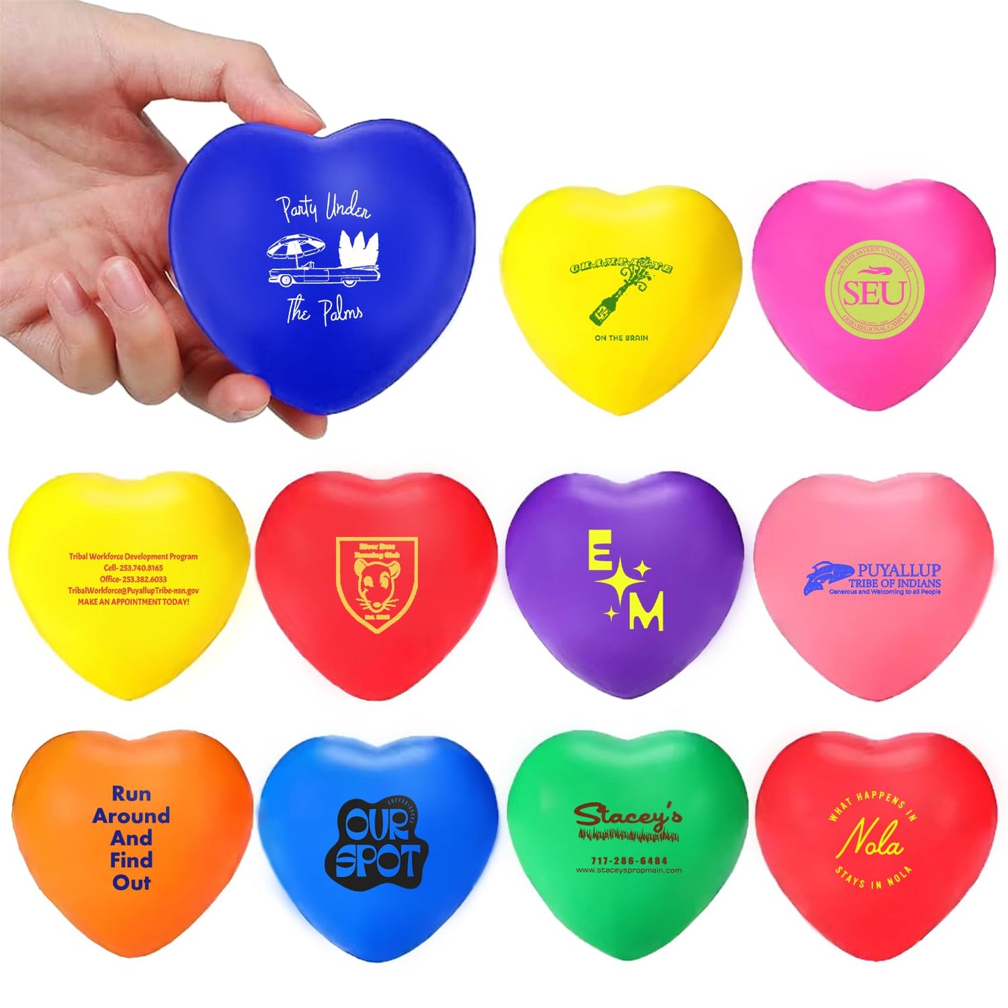 50 Sets of Custom Stress Relief Foam Balls with Logo, Bulk Heart Shape Personalized Foam Balls, Anxiety Stress Relief Stress, Perfect for Office, Travel or Home