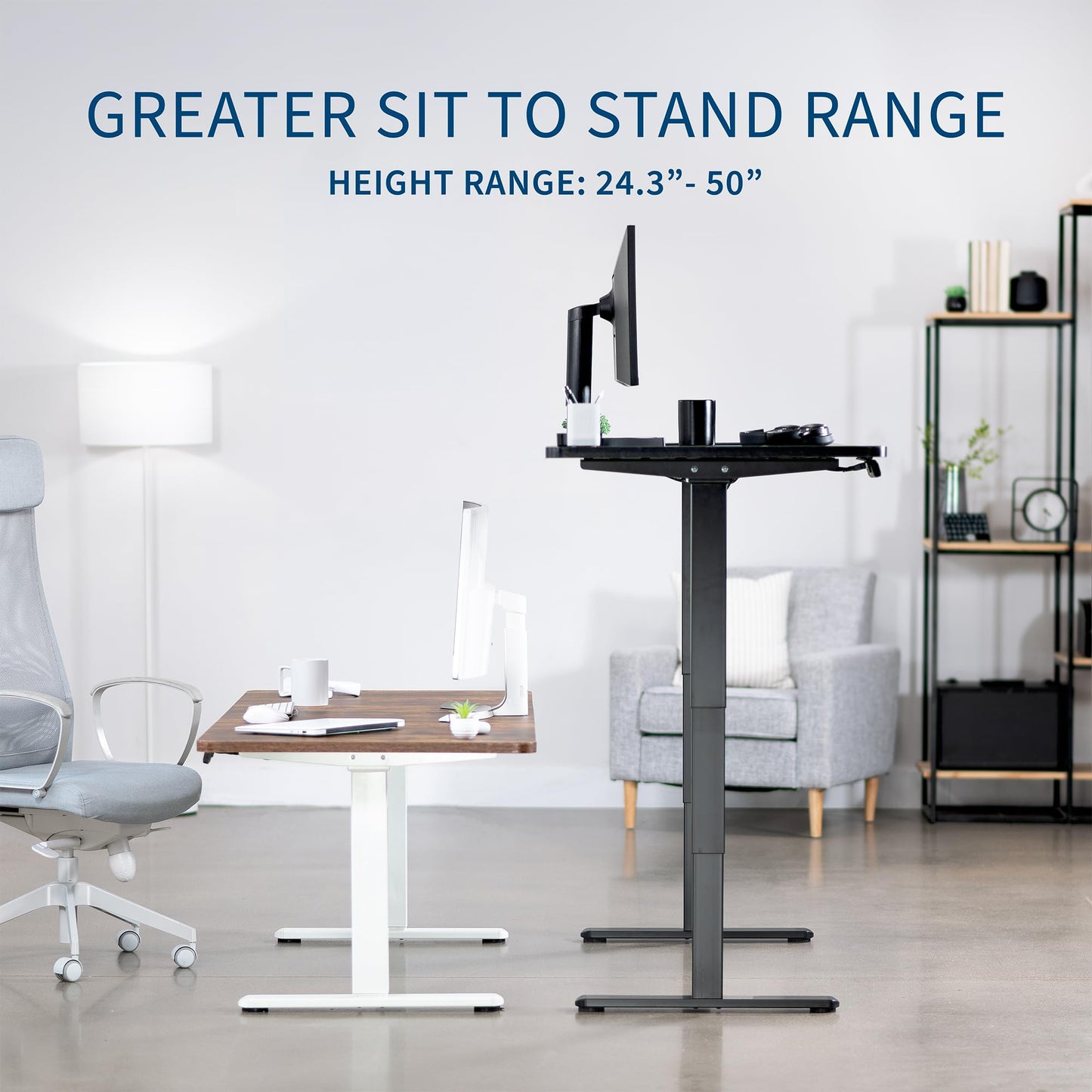 VIVO Electric 60 x 24 in Dual Motor Sit Stand Desk, Memory Height Adjustment, 2B Series, Black Top Black Frame, DESK-KIT-2B6B