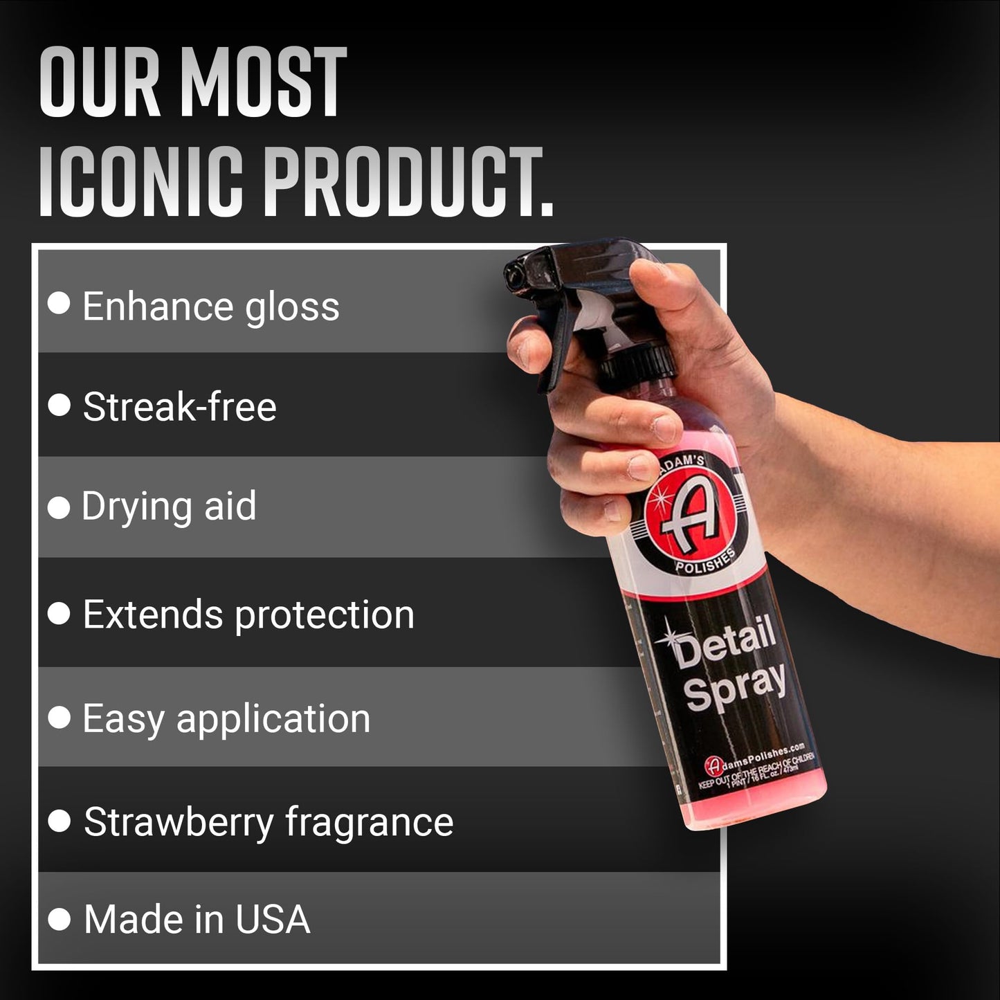 Adam's Detail Spray 5 Gallon - Quick Waterless Detailer Spray for Car Detailing, Polisher Clay Bar & Car Wax Boosting Tech, Add Shine Gloss Depth Paint | Car Wash Kit & Dust Remover