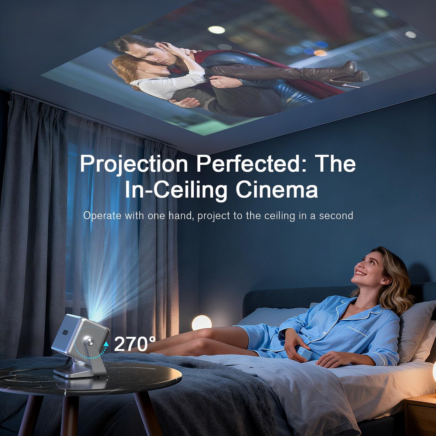 【Officially-Licensed APP & 2000 ANSI】4K Smart Projector with WiFi and Bluetooth, VOPLLS Auto Focus Portable Outdoor Projector, Movie Home Theater Proyector Adjustable Stand