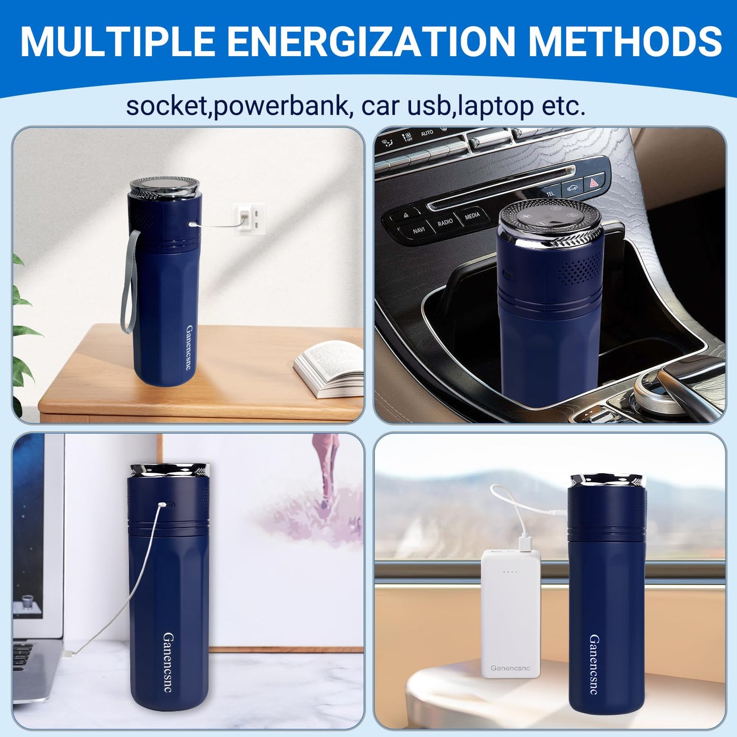 Electric Insulin Cooler Travel Case TSA Approved，USB Type-C Smart Cooling, 10000mAh Power Bank ，Large Capacity Medication Cooler，Medical Cooler for Travel （Blue,inclued10000mAh Power Bank ）
