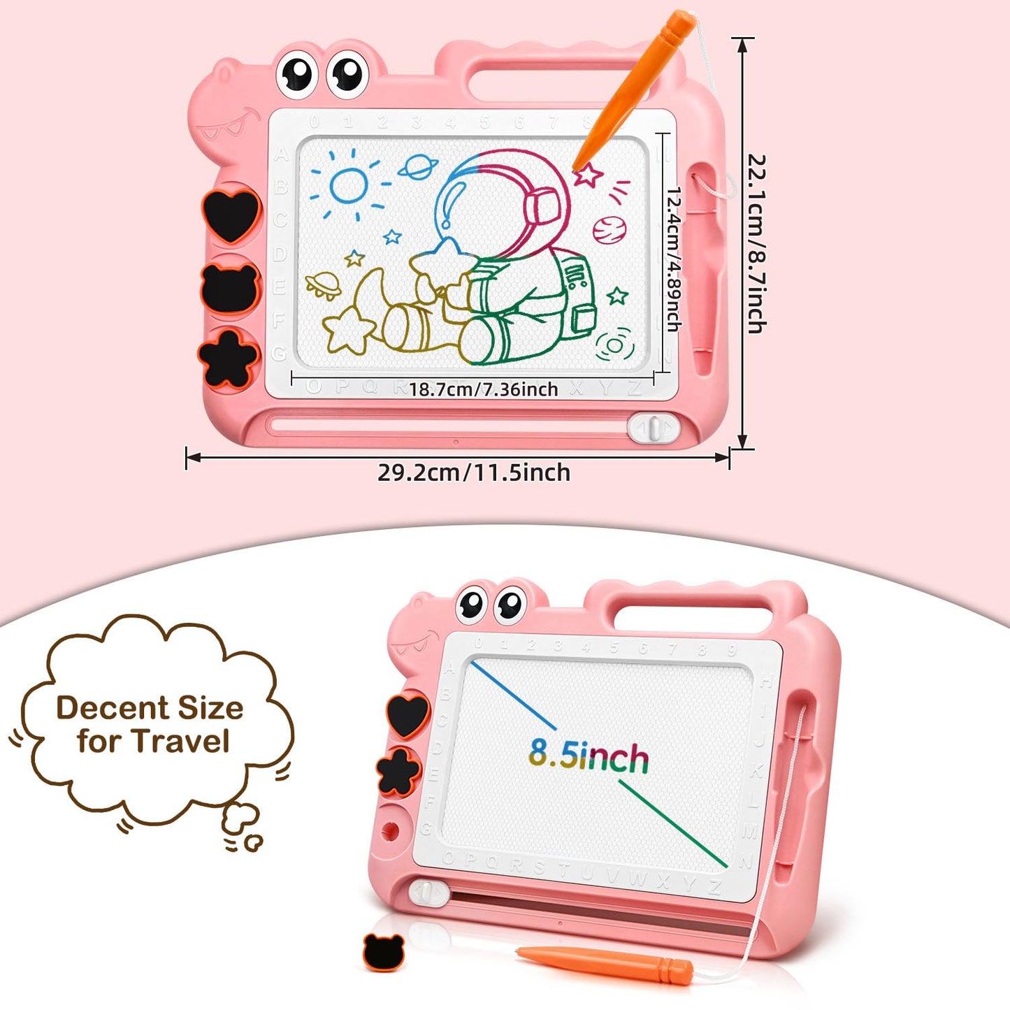 AiTuiTui Magnetic Drawing Board Toddler Toys Gift for Girls Boys, Color Sketch Writing Scribble Doodle Pad Travel Games, Educational Learning Kids Toys for Birthday or Easter (Pink)