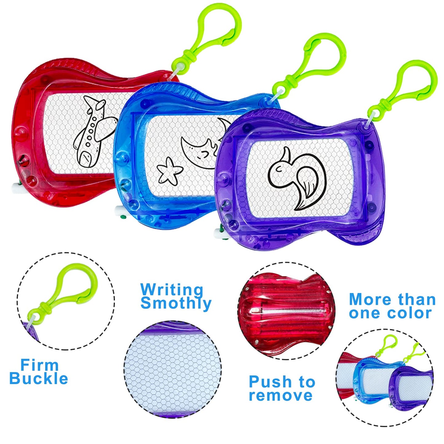 22 Pack Mini Magnetic Drawing Board(6 Colors), Kids Party Favors Backpack Keychain Doodle Drawing Boards, Erasable Sketch and Board Writing Pad for Boys Girls Classroom Supplies Goodie Bag Fillers