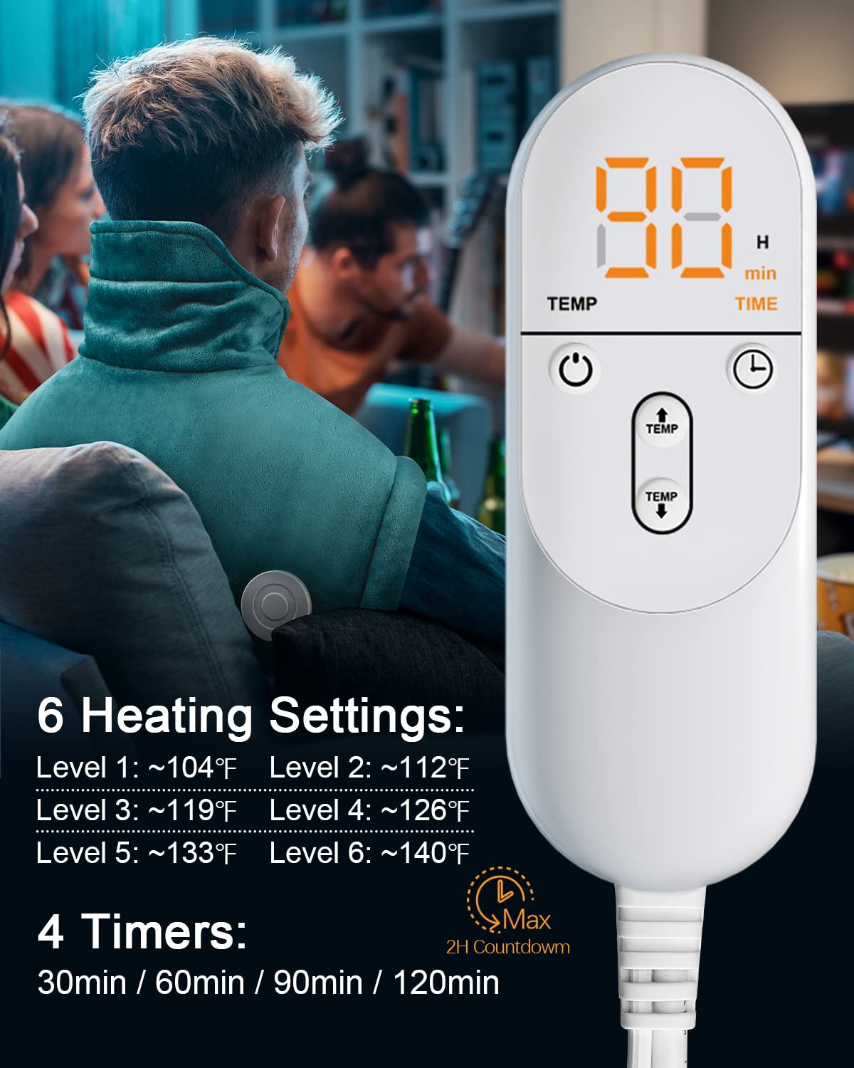 Heating Pad for Neck and Shoulder Pain Relief, Birthday Christmas Gifts for Women Mom Wife, 2lb Heated Neck Wrap Warmer for Daily Comfort, 6 Heat Settings 2 Hours Auto Shut Off, 17x23 inch, Blue