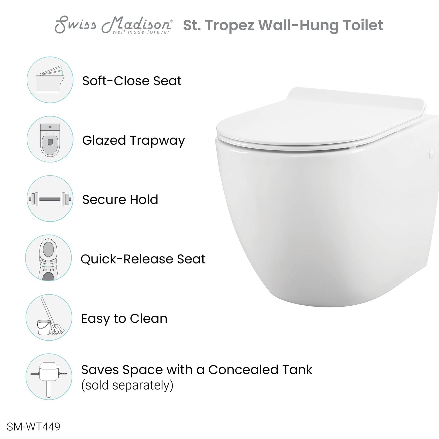 Swiss Madison SM-WT449 Sublime Wall Hung Toilet Bowl