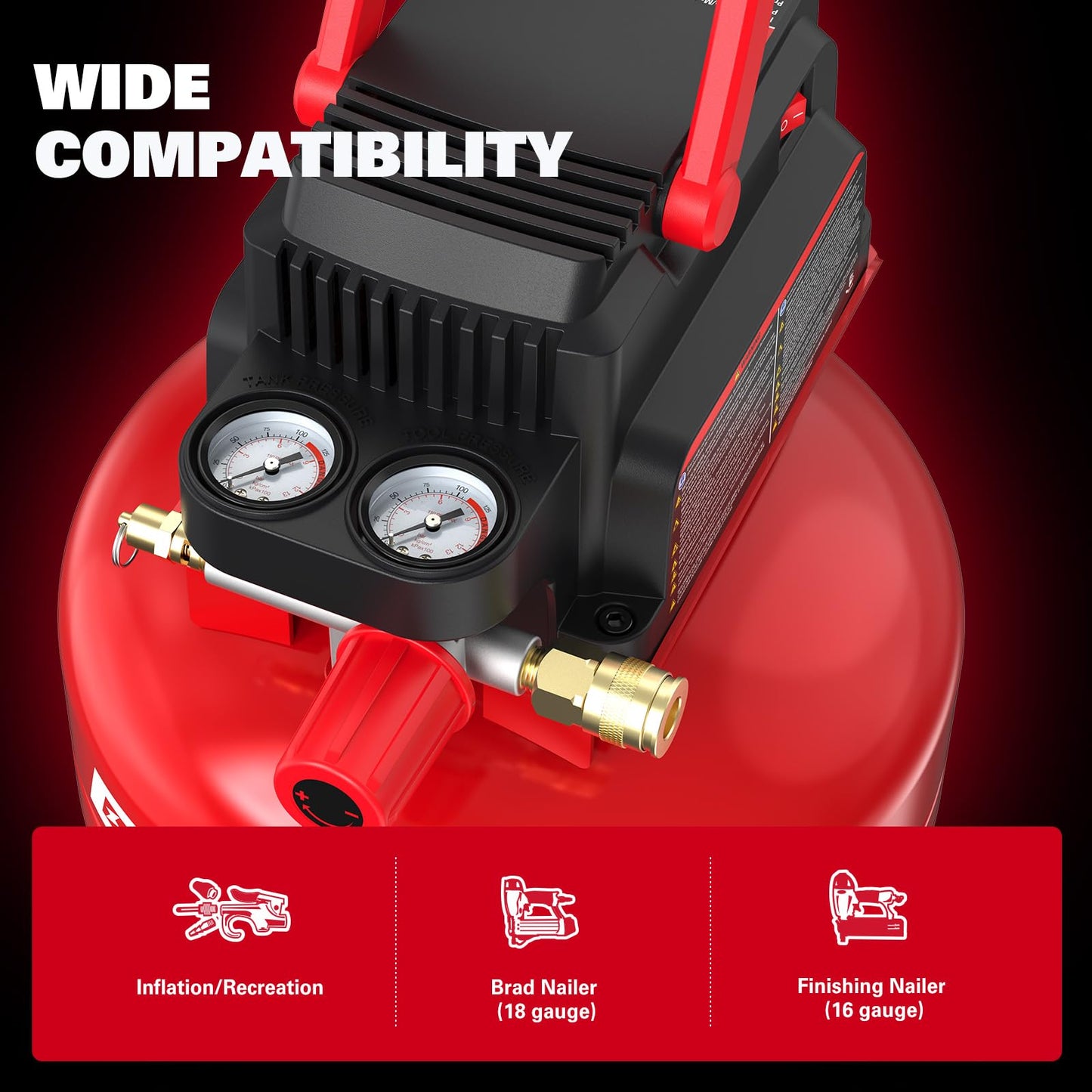 ECOMAX Air Compressor 3 Gallon 110 PSI Pancake Portable Oil-free Tank with 11 PCS Accessories Kit