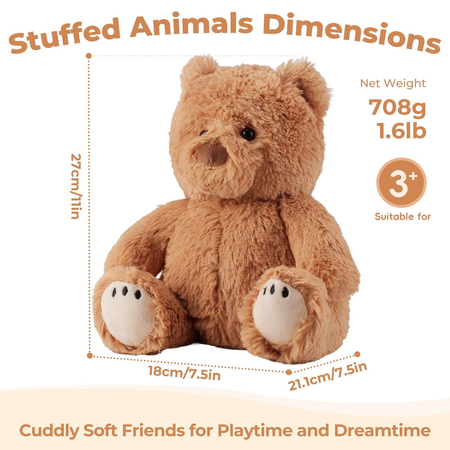 LURKOMEMO Teddy Bear Microwavable Weighted Stuffed Animals for Kids,Heating Pads Plush Bear for Period Cramps, Lavender Scented Hot&Cold Use Comforts Stress&Pain, Cozy Toy Gifts for Gils Boys Adults
