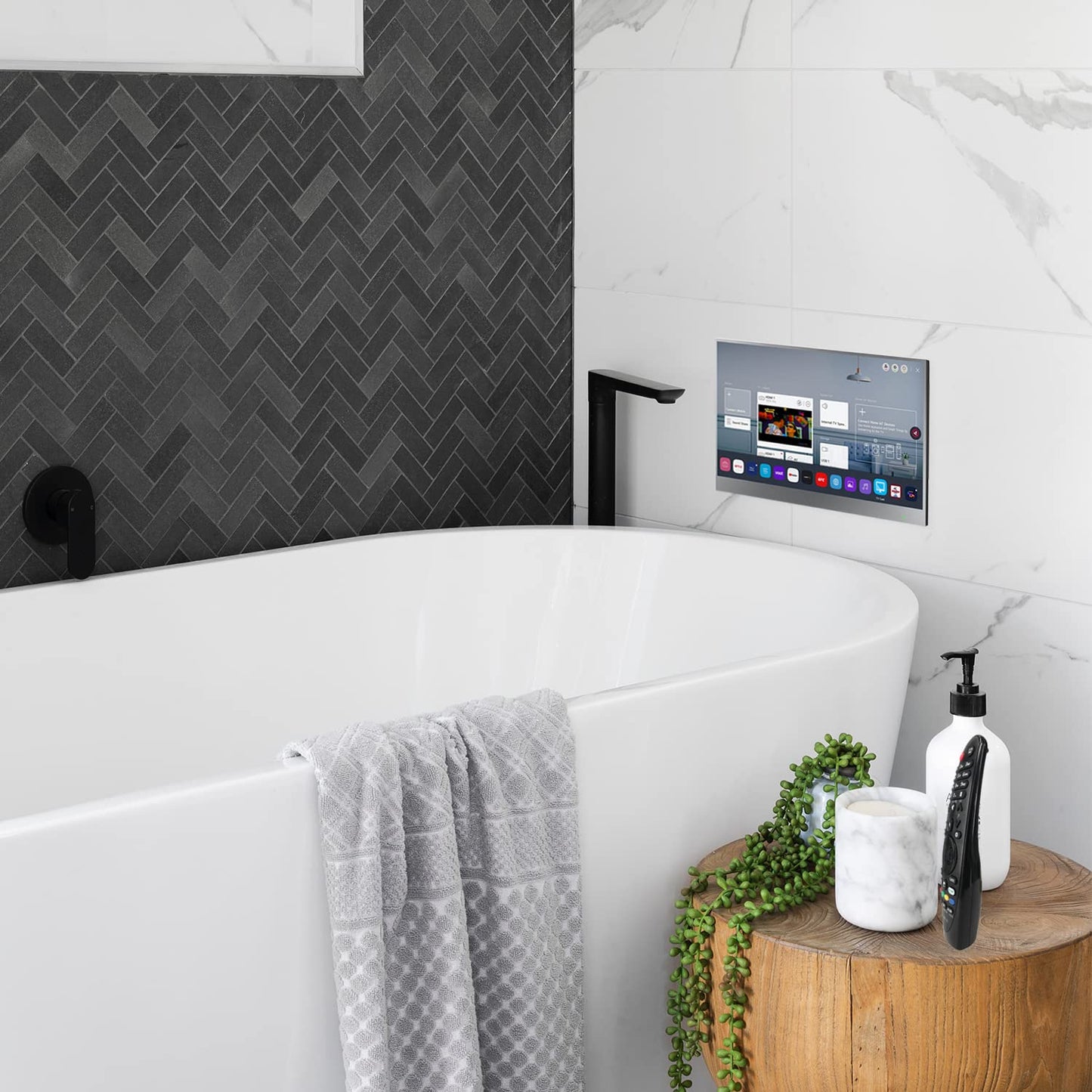 elecsung 22inch Smart Mirror Bathroom TV webOS 1080P Waterproof with Integrated HDTV(ATSC) Tuner, Built-in Alexa, Speakers, Wi-Fi and Bluetooth,SS215U22-A016 Model 2025