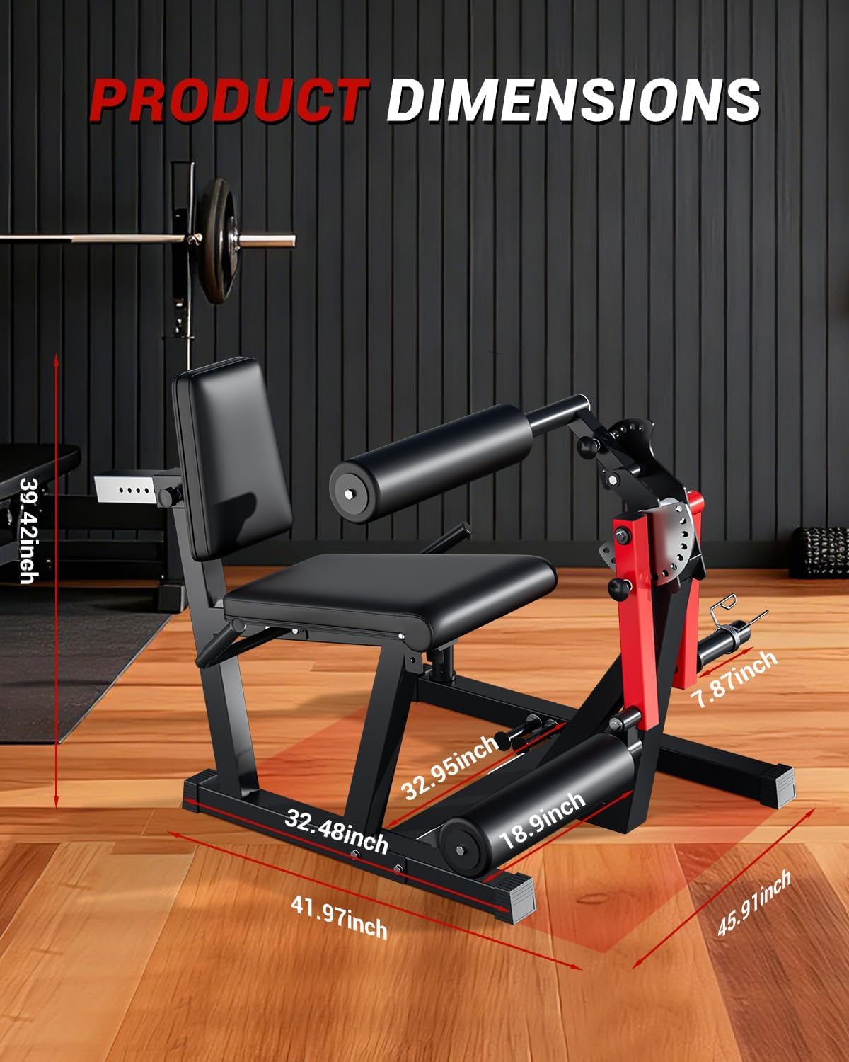 Leg Extension and Curl Machine, 700LBS Capacity Adjustable Leg Machine for Home Gym, Seated Leg Extension and Lying Curl Machine with Plate-Loaded Design, Leg Workout Equipment