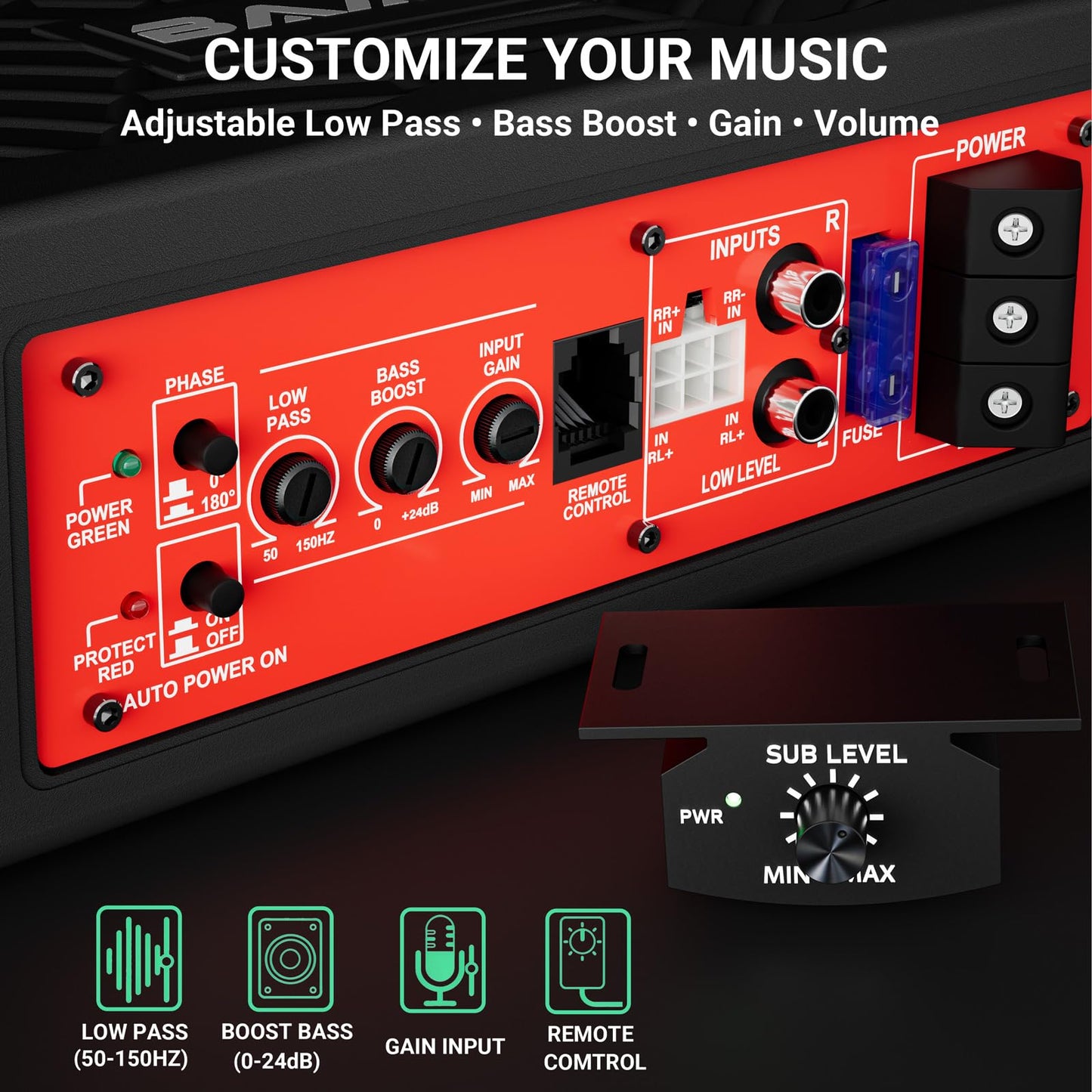 Baaaq Slim Underseat Powered Car Subwoofer, 2026 Upgraded 10 inch 1200W Car/Truck Audio Subwoofer with Built-in Amplifier Amp Combo Package, Powerful bass and RGB LED Ambient Light for Car and Truck