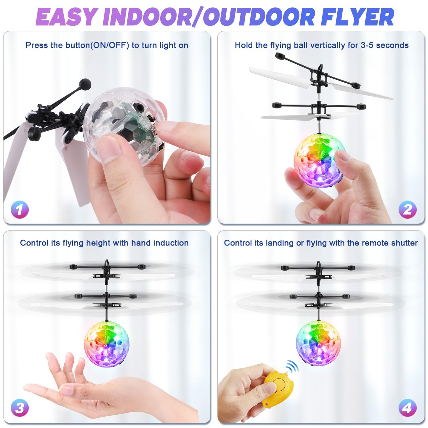 Ocditikl 2 Pack Flying Orb Ball, LED Glowing Orbiter Toy for Indoor Outdoor Kids Games - Birthday Toys for Boys Girls Ages 6 7 8 9 10 12 Year Old