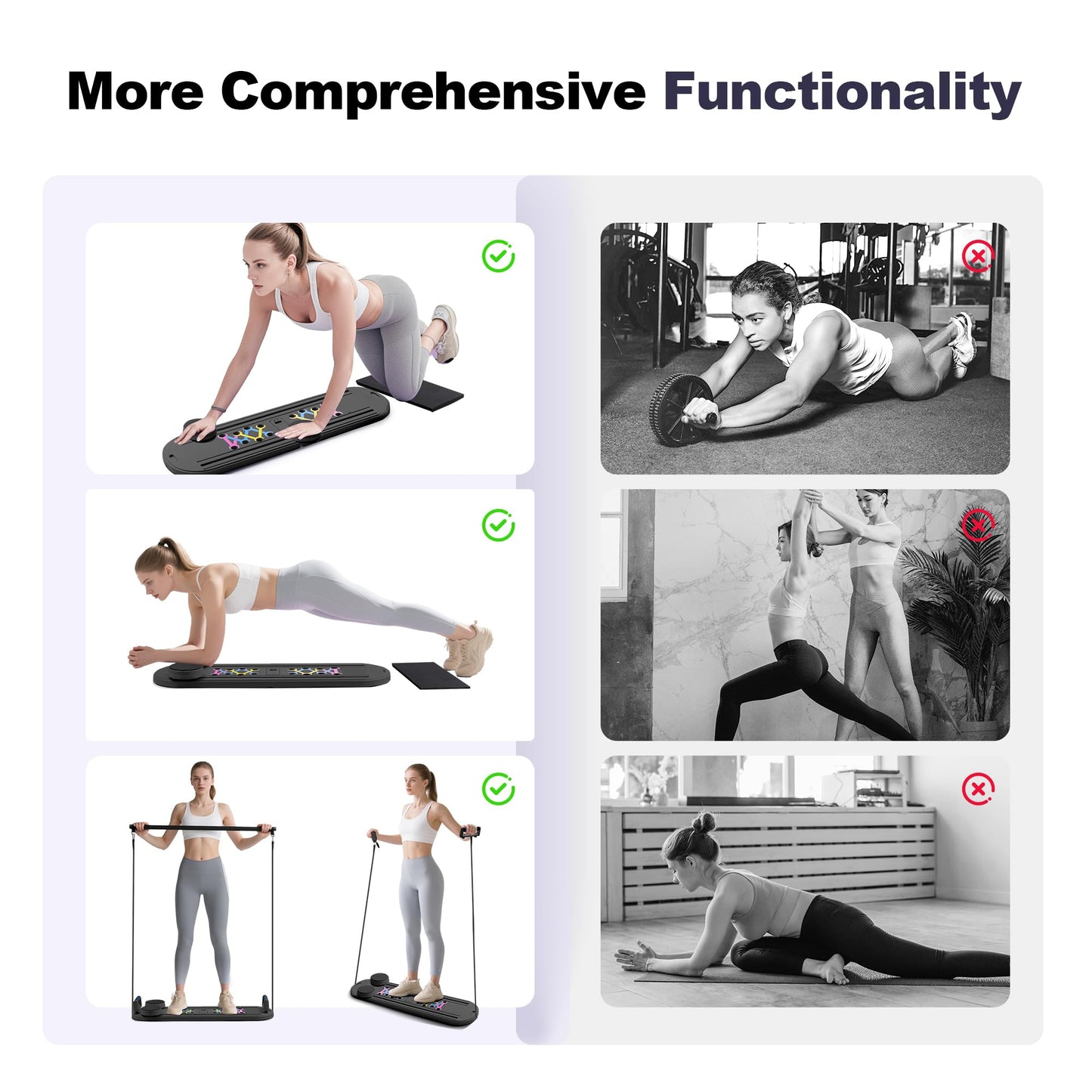 Pilates Board, Pilates Reformer Set, 6-in-1 Portable Foldable Ab Board Trainer Exercise Machine for Home with Digital Display, Pilates Reformer Board for Women