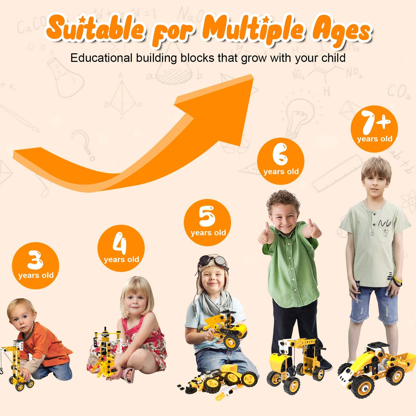 STEM Building Toys, 10 in 1 Construction Set for Preschool Kids, Educational Creative Games Holiday Idea Gift for 5+ Years Old, Stem Activities for Kids Ages 4-8 5-7 6-8 Boy Birthday Gifts