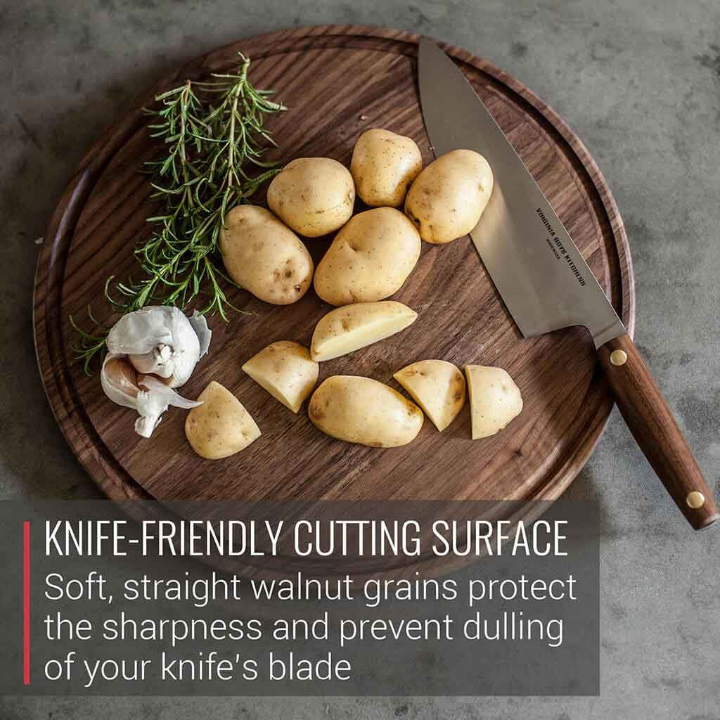 Medium Walnut + Cutting Board With Handle + Round Cutting Board