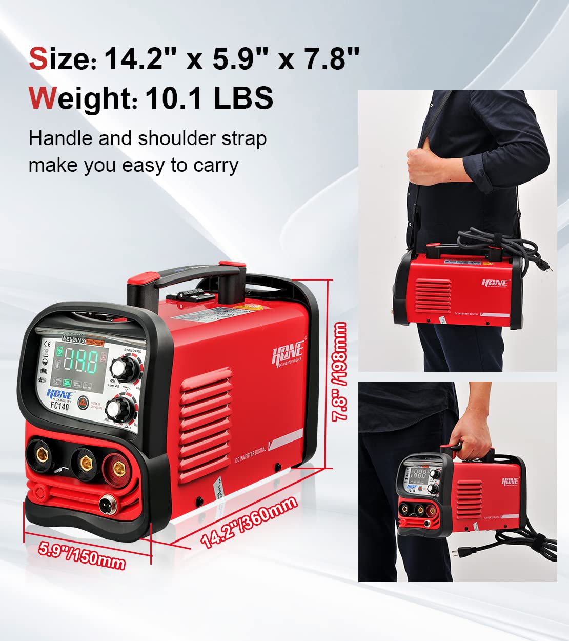 HONE Flux Core Welder, Actual 140Amp MIG Welder 110V, 3 in 1 Synergic Gasless Wire Welder/Stick Welder/Lift TIG Welding Machine, IGBT Inverter with Large LED Display and 2lb Welding Wire.