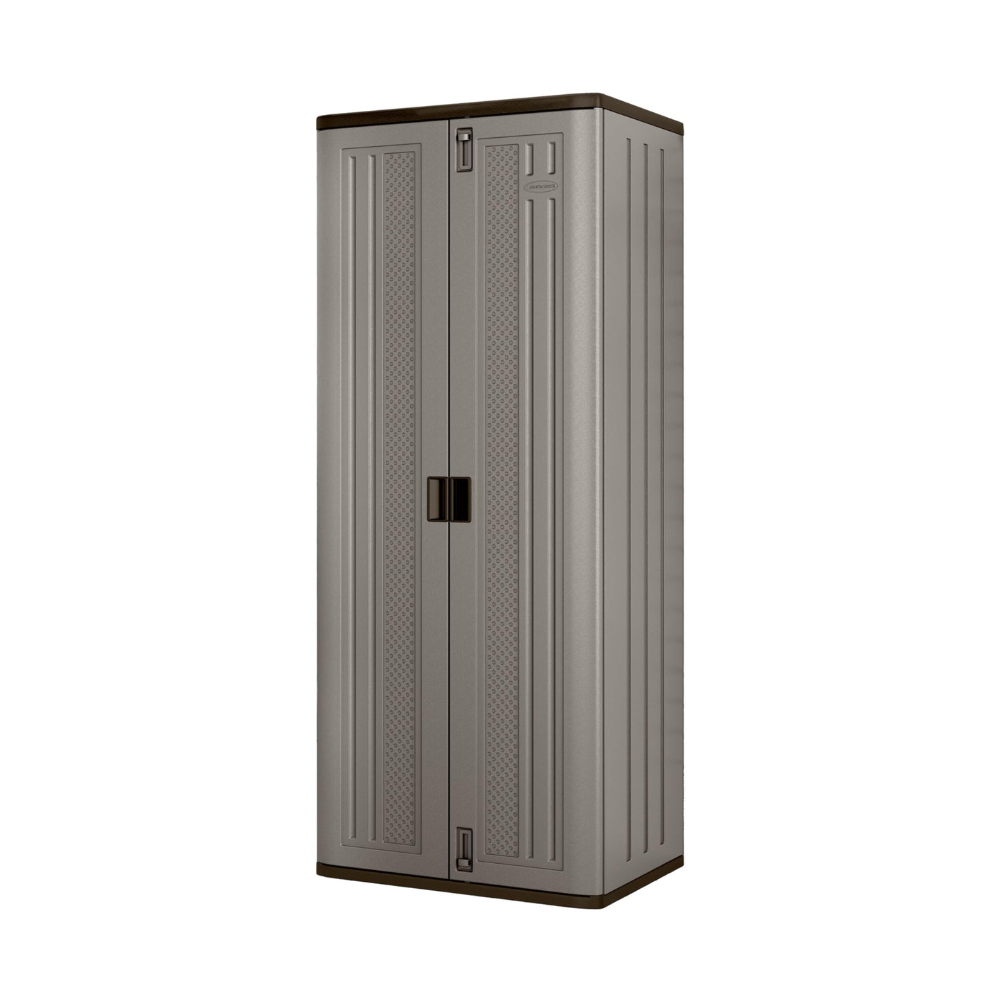 Suncast Tall Storage Cabinet, Platinum Resin Outdoor & Garage Storage Cabinet with Doors & Shelves, Resin, Weather-Resistant, Lockable, Freestanding Utility Closet for Tools & Supplies, Made in USA