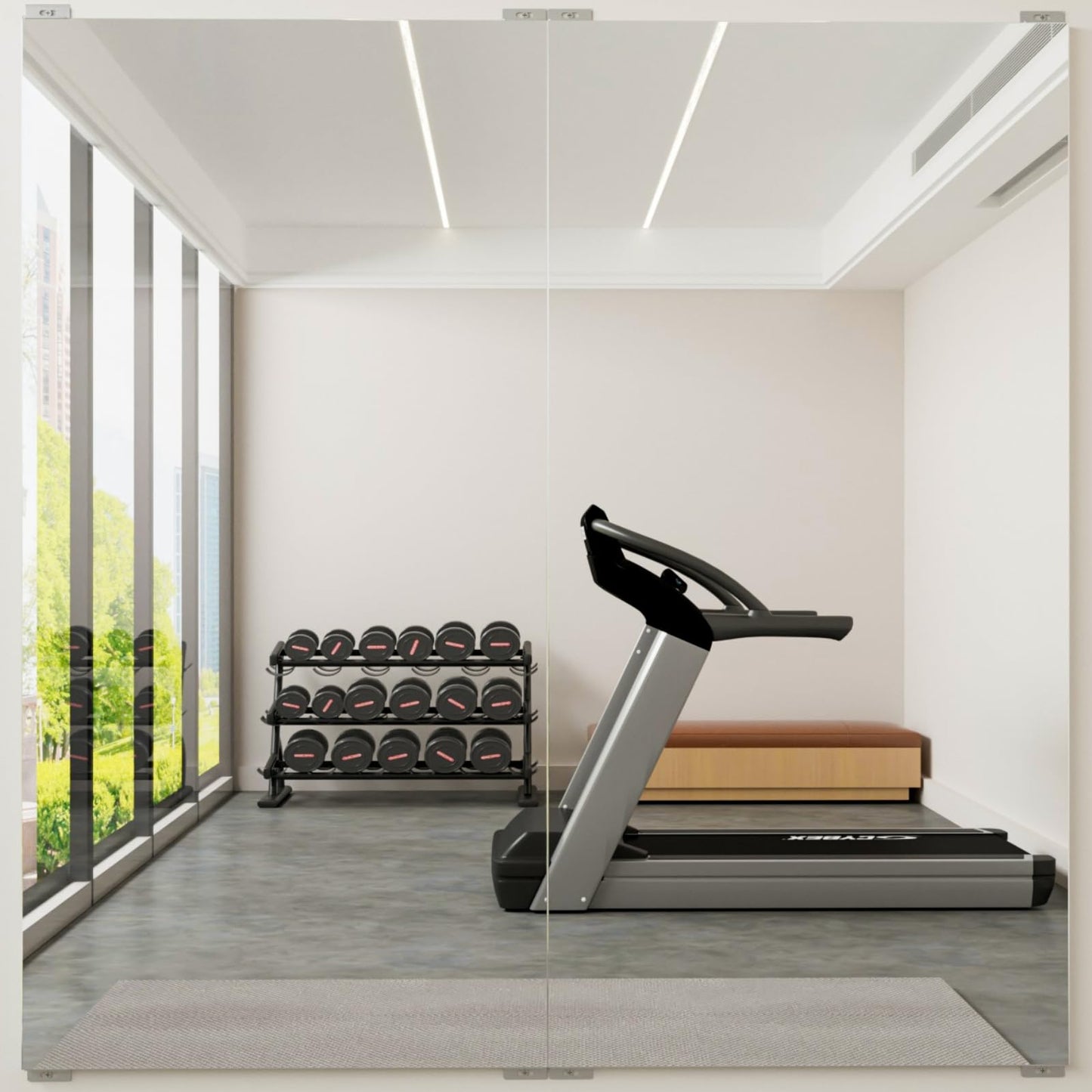 BRIVUE Gym Mirror for Home Gym - 72" x 72" (2 Pcs of 72x36) Large Frameless Wall Mirrors, Easy Mount Lightweight Non-Glass Nanomirror, Ideal for Dance Studio, Yoga, Fitness, Rehearsal, Pilates, Garage