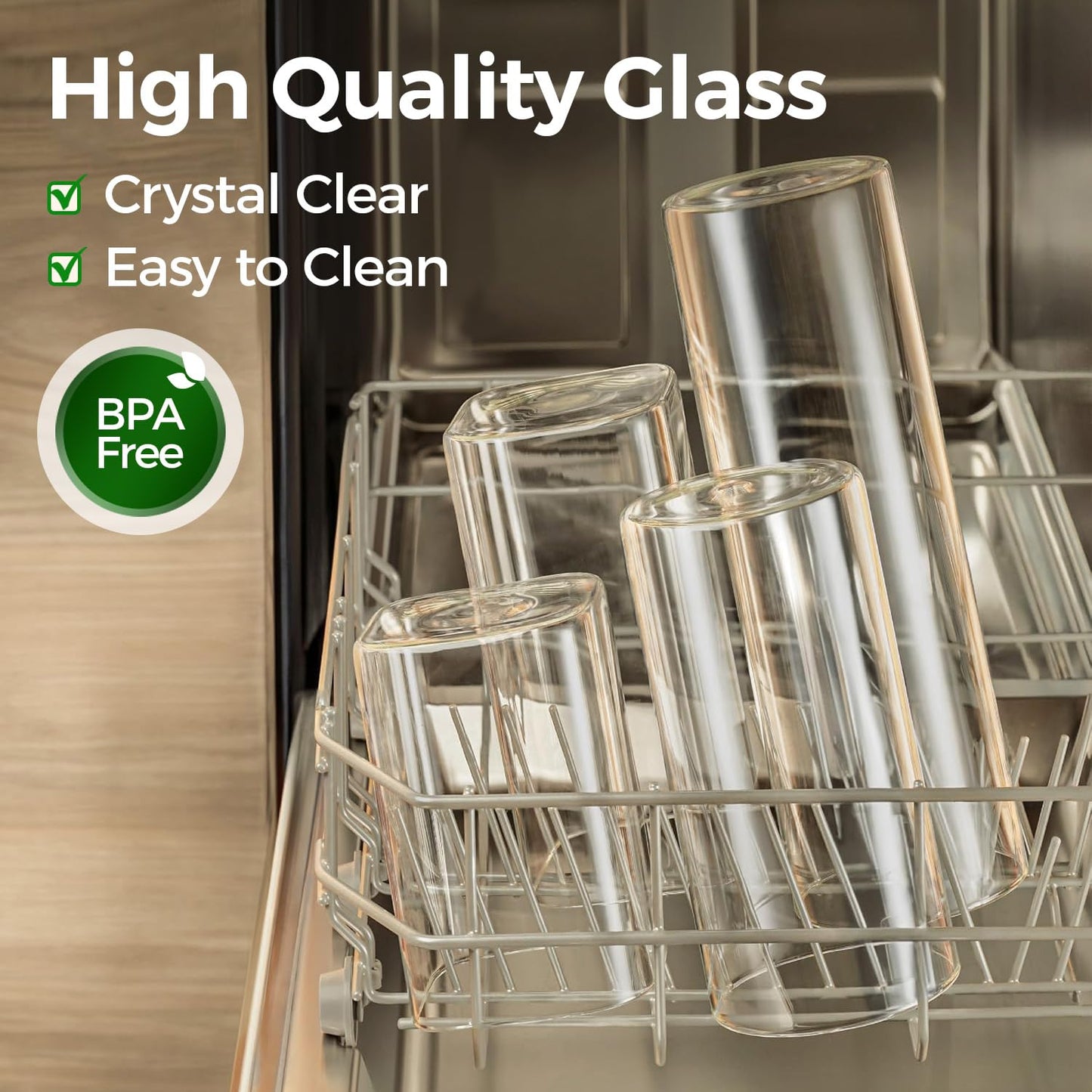 ComSaf 1.2 Qt Glass Storage Containers with Lids, Glass Jars with Lids, Clear Food Storage Jar, Square Canister Set of 9, Pantry Organizers and Storage for Cookie Flour Oat Pasta Tea Coffee Bean