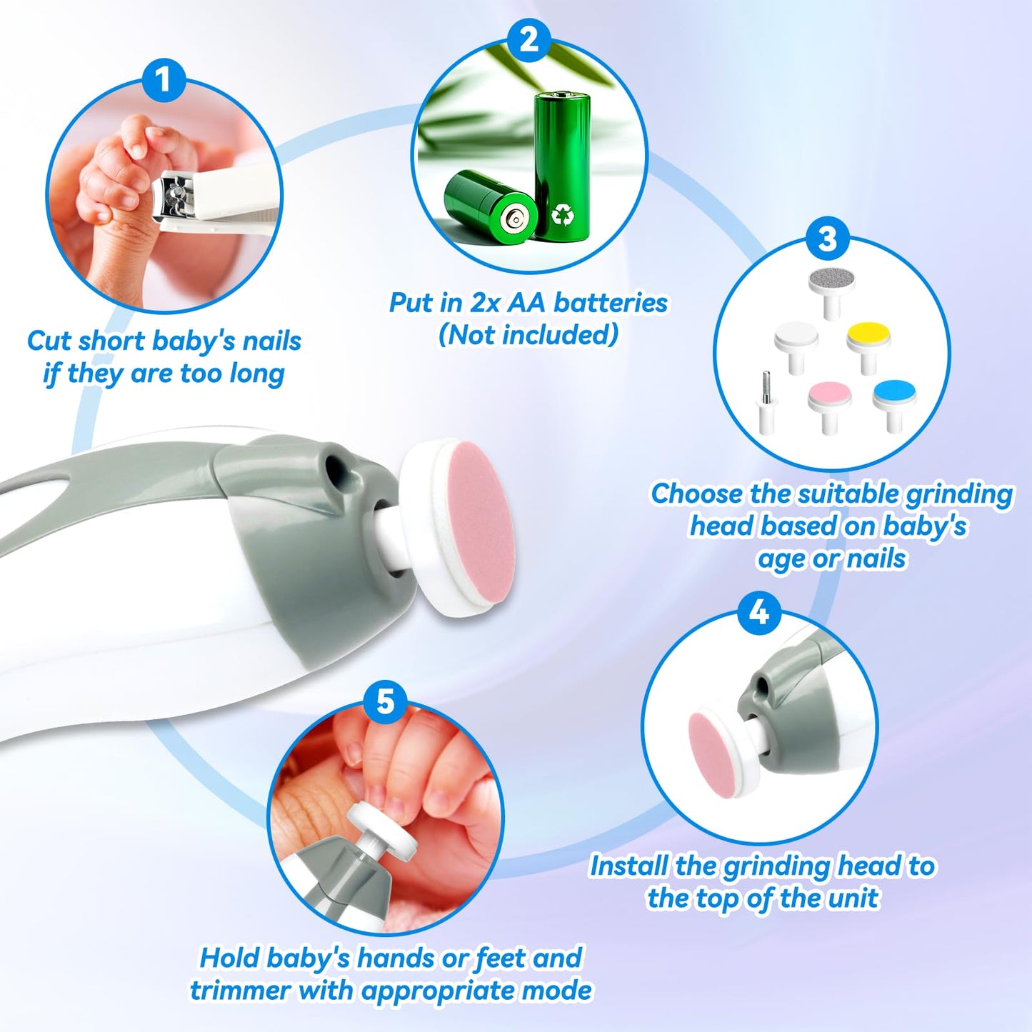 Baby Healthcare and Grooming Kit, Portable Baby Safety Care Set, Baby Essentials kit for Newborn (Grey White 20 in 1)