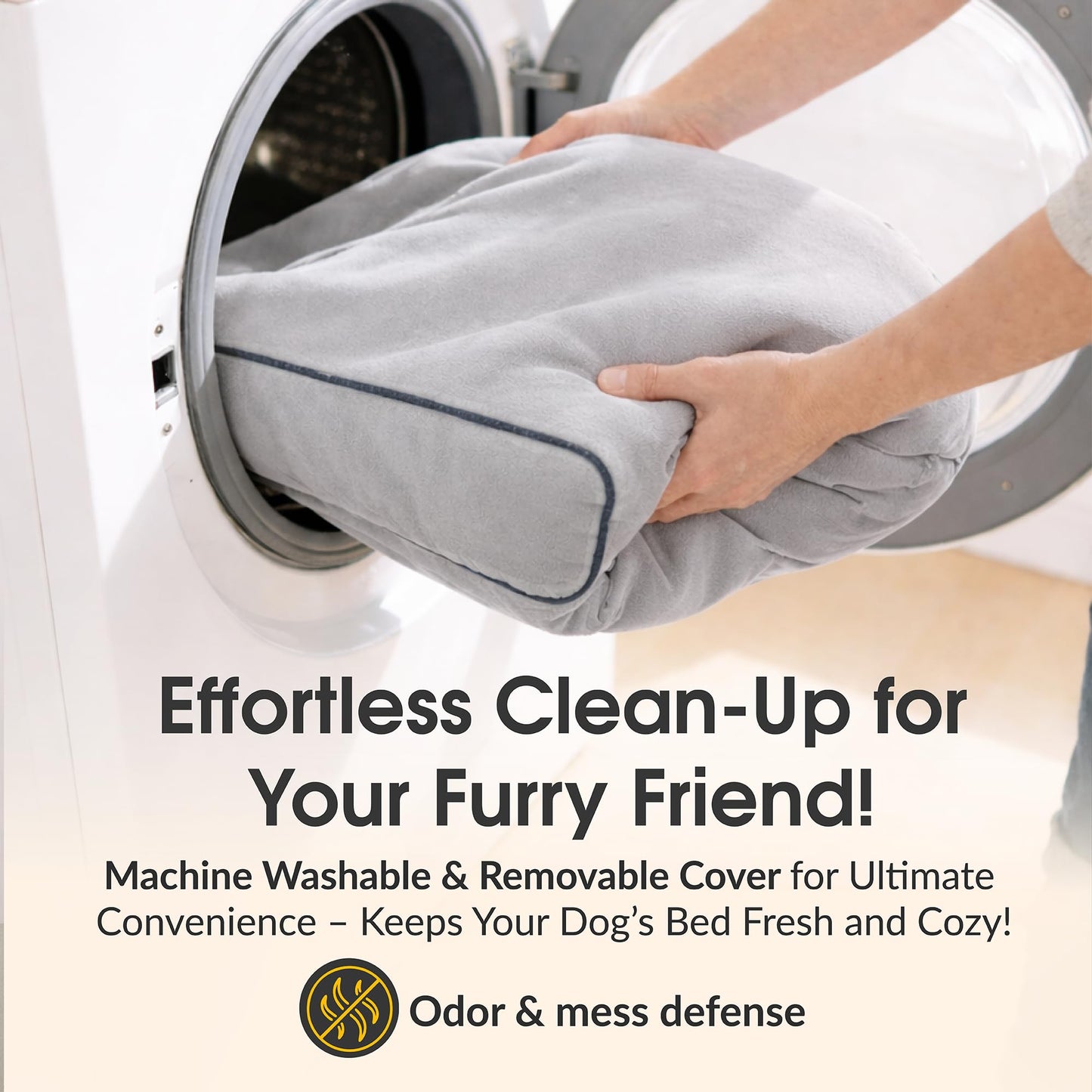 KOPEKS Orthopedic Memory Foam Dog Bed 7" Inch Thick Extra Large Dog Bed With Pillow Grey 50"x34"x10" Includes Waterproof Liner & Durable Removable Cover With Smart Design
