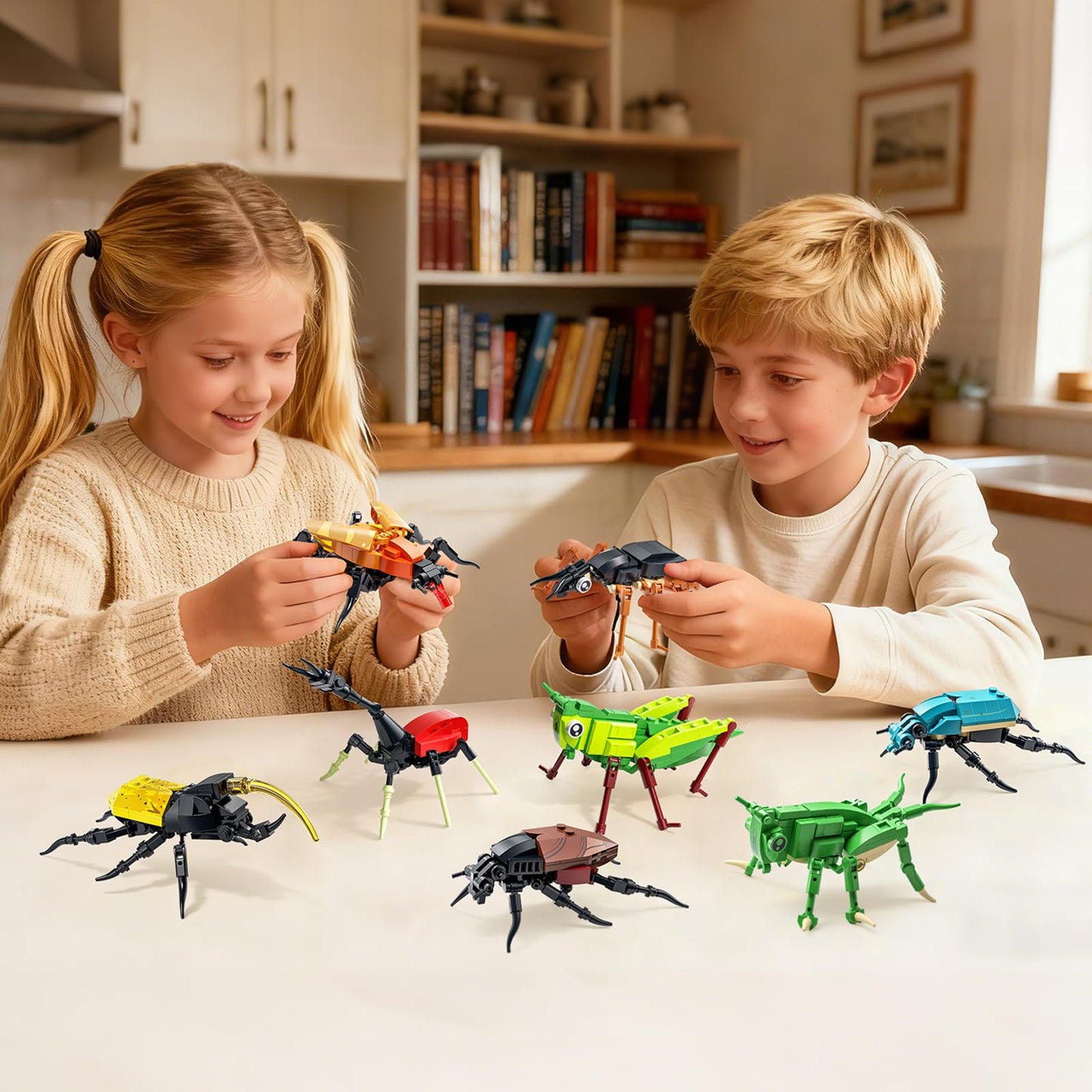 Flubecrux Bugs Insects Collection Building Sets, 8 in 1 Animals Party Favors Toys for Kids, Bugs Building Kits Nature Home Display Decor, Birthday Xmas Gift Idea for Boys and Girls 6 8 12+