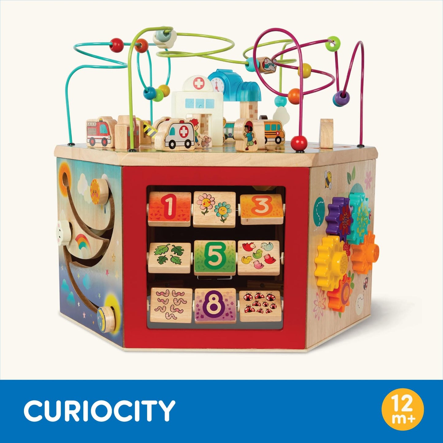 Battat – Wooden Activity Cube – City – Themed Activity Center – Educational Toys – Wooden Toys for Toddlers and Kids – 1 Year +