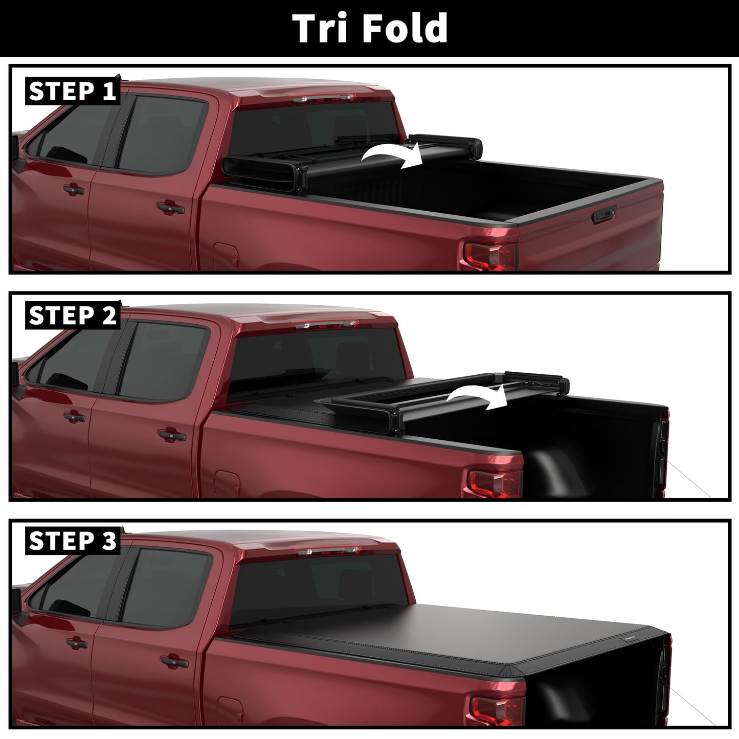 TITANICMOTOR Soft Tri Fold Truck Bed Tonneau Cover Compatible for 2016-2023 Toyota Tacoma 3-Fold 5FT 60.5Inch