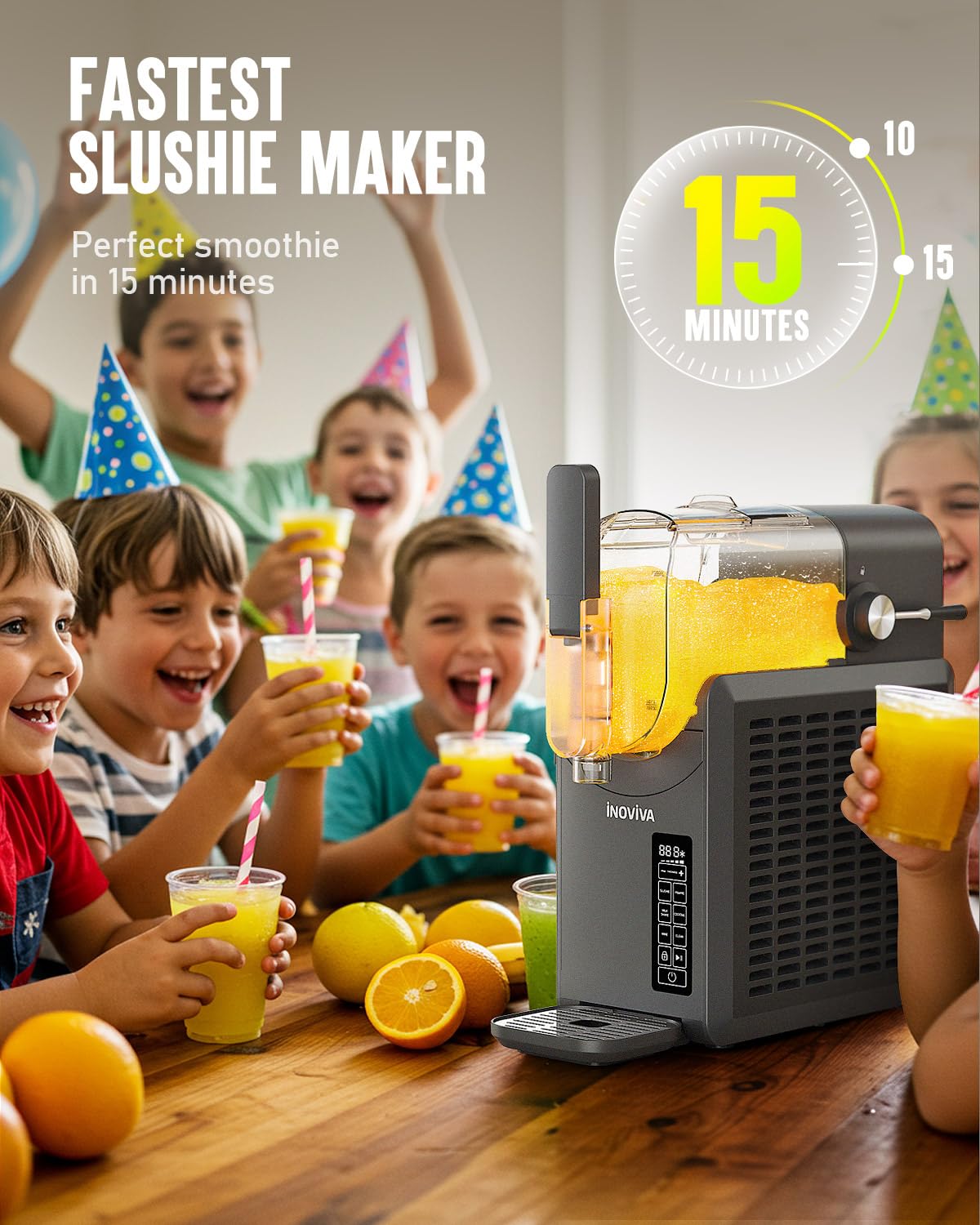 Slushie Machine, No Ice Needed, 88 oz INOVIVA Slushy Machine for Home with Self-Cleaning Function, Professional Frozen Drink Maker, 5 Preset Programs, Frozen Margaritas, Frappés, Milkshake