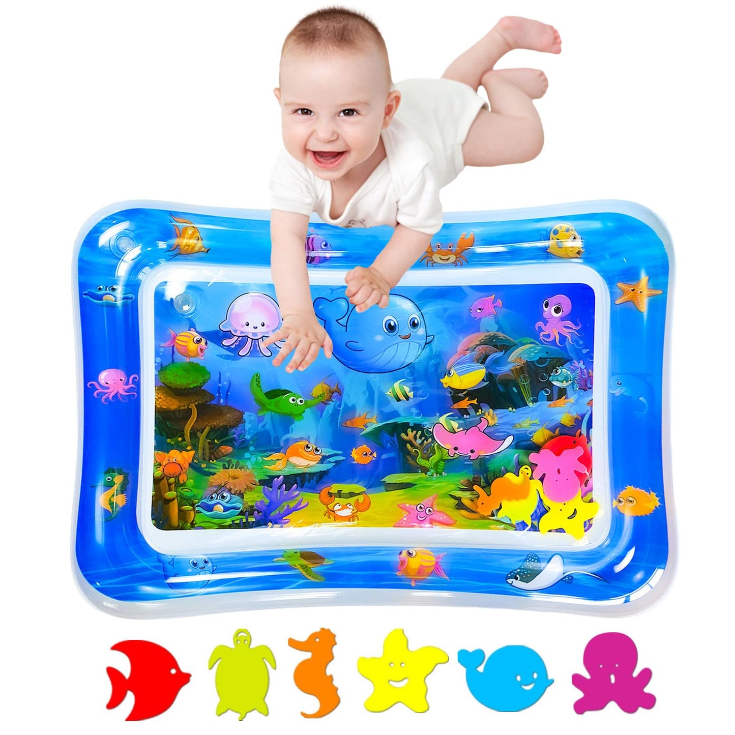 ZHUYNXIR Water mat Infant Toys, Water mat Baby, Inflatable Play Mat Water Cushion Baby Toys, Fun Early Development Activity Play Center for Newborn (27.5x20 in)