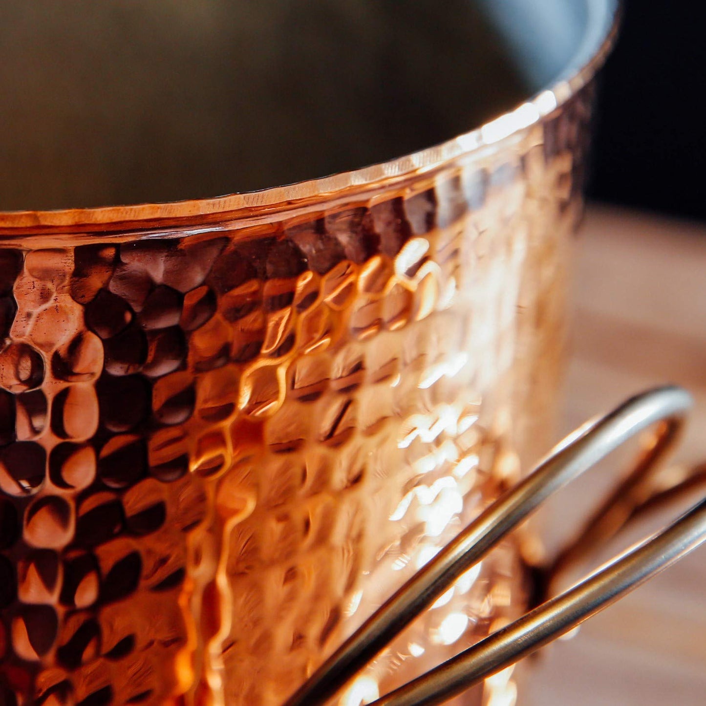 Sertodo Copper Big Beautiful Stock Pot with Lid | 14 Qt Capacity | 10 in Diameter, 12 in Deep | Pure Copper, Heavy Gauge, Hand Hammered | Patented Stainless Steel Handle System | Functional, Stylish