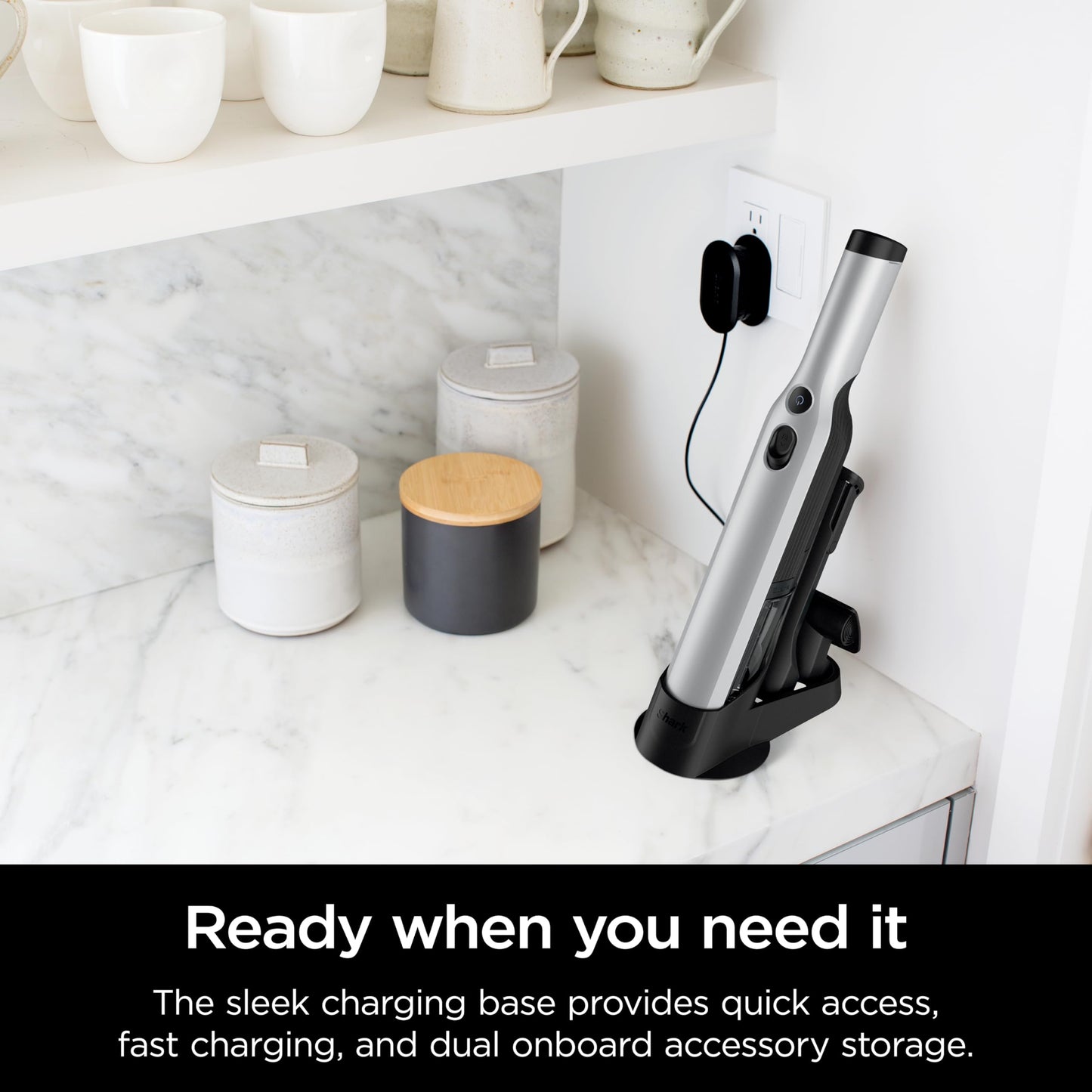 Shark WANDVAC Cordless Hand Vac, Lightweight, Versatile and Portable at 1.4 lbs., Powerful Suction, Charging Dock, One-Touch Empty, NEW Furfins Tool & Crevice Tool for Pet & Home, Gray, WV201WH