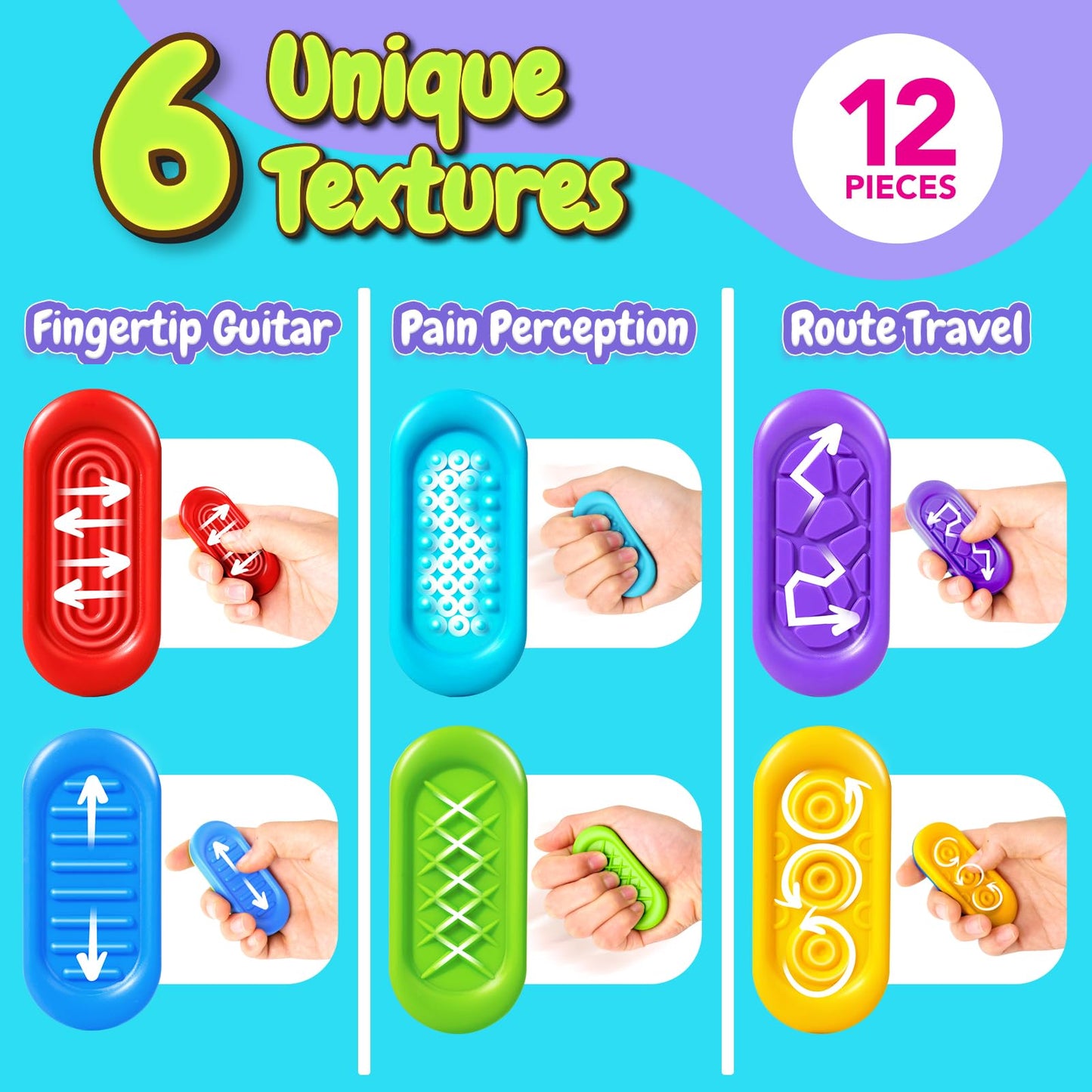 Sensory Marble Fidget for Kids Adults- 12 Park Gel Filled Quiet Fidget for Student Classroom Prize, Texture Autism Sensory Toys, Silent Stress Squishy Worry Stones, Squeeze Gifts for Teens Adults