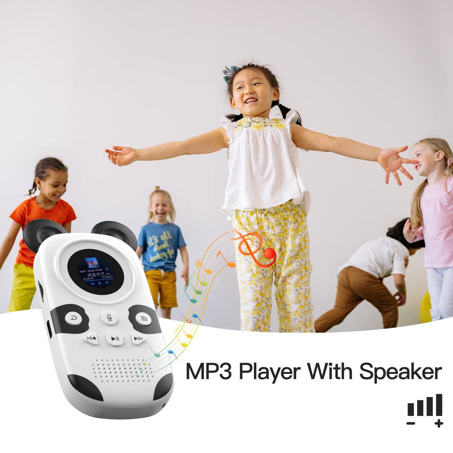 RUIZU 64GB MP3 Player for Kids, Cute Panda Portable Music Player MP3, Child MP3 Player with Bluetooth 5.3, Speaker, FM Radio, Voice Recorder, Alarm Clock, Stopwatch, Pedometer, Support up to 128GB