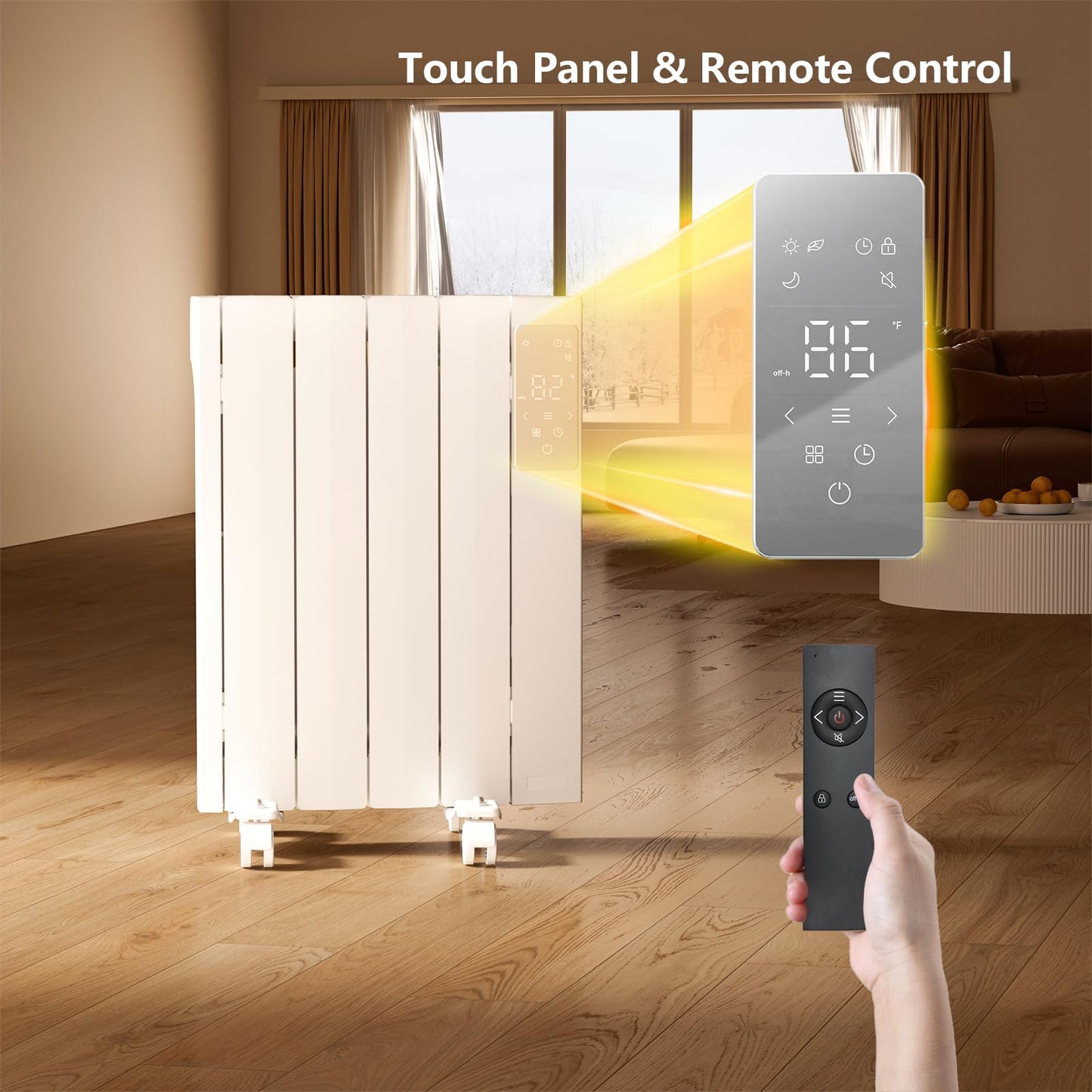 Lueptexx 800w Convection Wall Panel Heater-Electric Heater for Indoor Use, Quiet Fan-less Design, Energy Efficient Heating with ECO Mode, Remote Control, 24h Timer, Child Lock