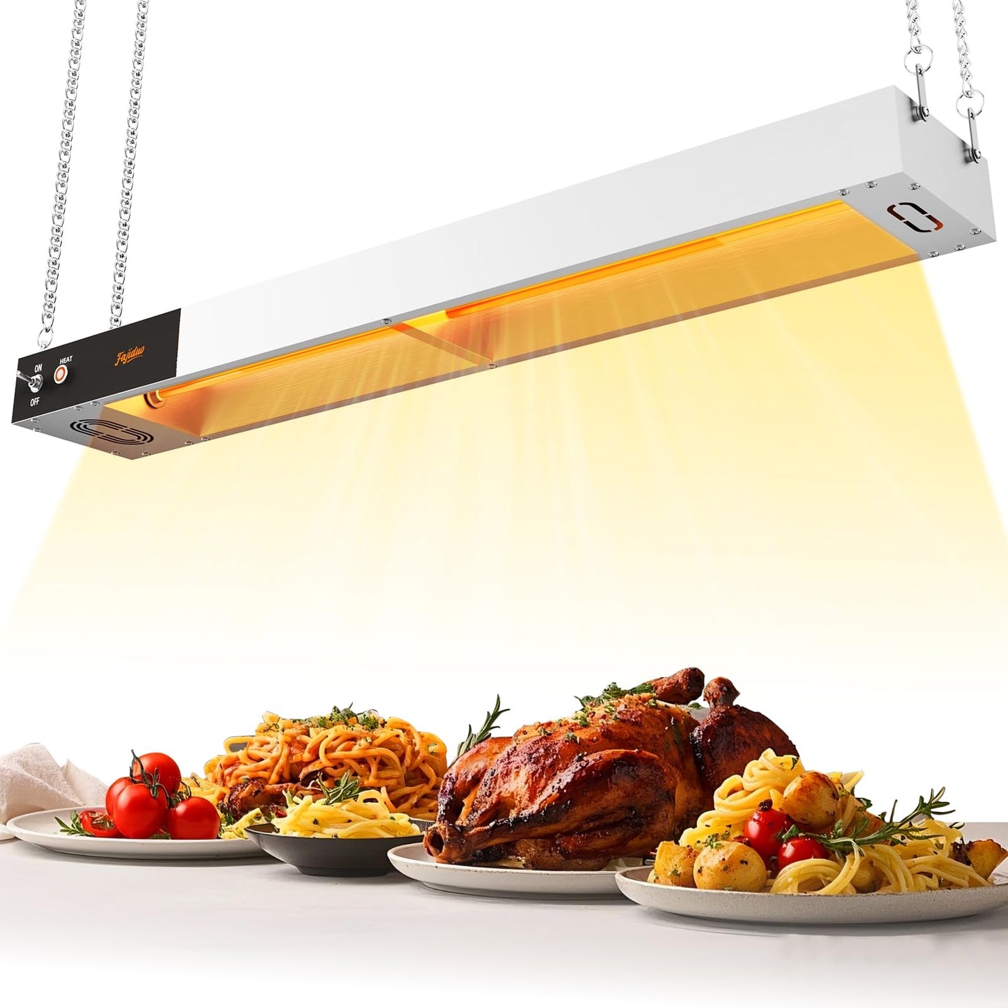 Fajiduo Food Heat Lamp, 36 Inch Commercial Food Heat Lamp Strip Heater, Stainless Steel Heat Lamp for Food, 1000W Infrared Food Warmer for Buffet, Cafeteria, Restaurant, Kitchen
