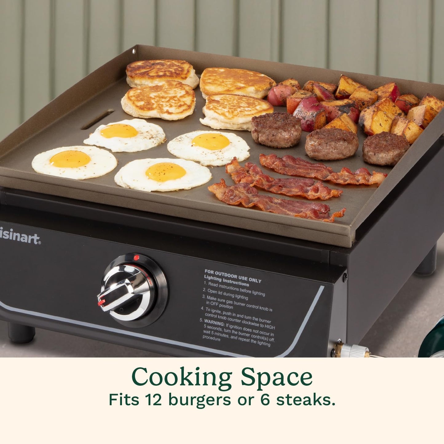 Cuisinart 17” Tabletop Gas Griddle, Easy Assembly Compact Outdoor Flat-Top Grill with Grease Cup, 255 Sq. In Cooking Space Perfect for Camping, Tailgates & BBQs