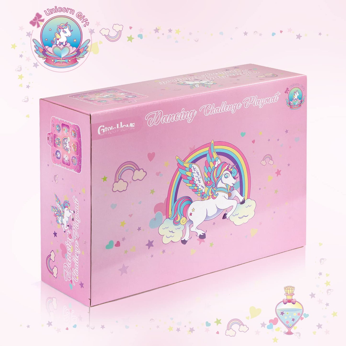 GirlsHome Dance Mat - Unicorn Toys for Girls Rhythm Step Play mat, Electronic Dance Pad with 5 Game Modes, Built-in Music, Touch Sensitive Light Up LED, 2026 New CPF Birthday Gift for Girls 3-12