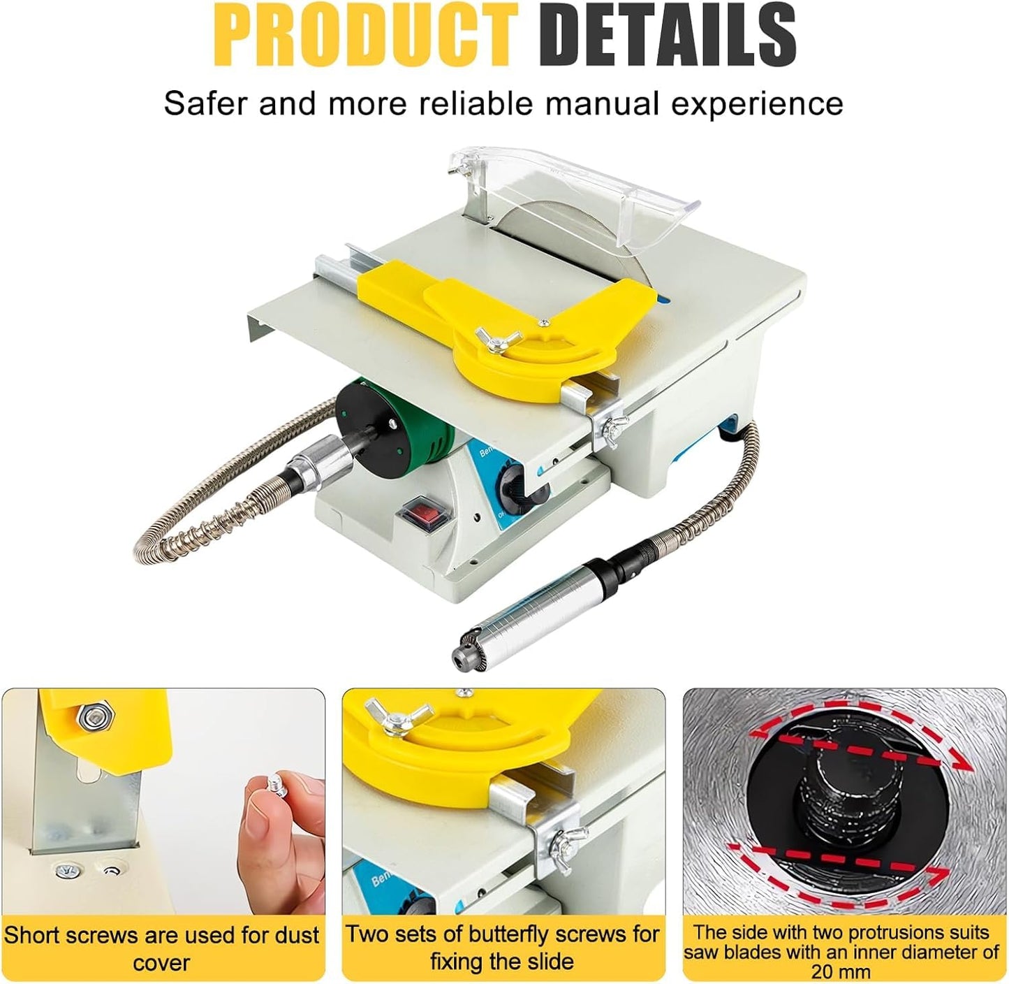 5-in-1 Mini Table Saw Lapidary Saw for Cutting Rocks for Crafts Lapidary Equipment for DIY Gem Stone Rock Grinding Woodworking Carving