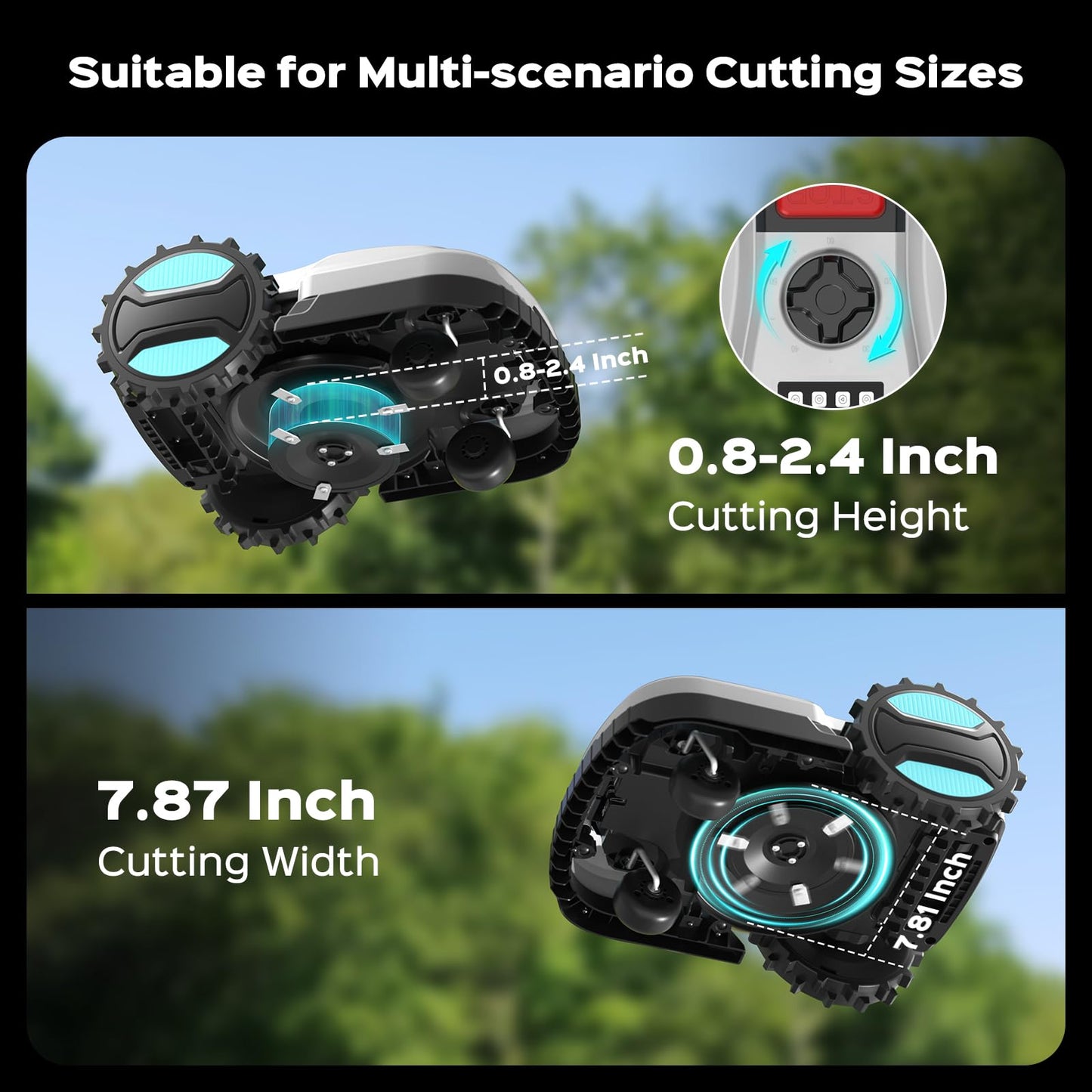Robotic Lawn Mower with App Control, Auto-Charging & Obstacle Avoidance, Adjustable Cutting Height, Weather Sensor Smart Automatic Lawn Mower for Lawns up to 4300 sq.ft